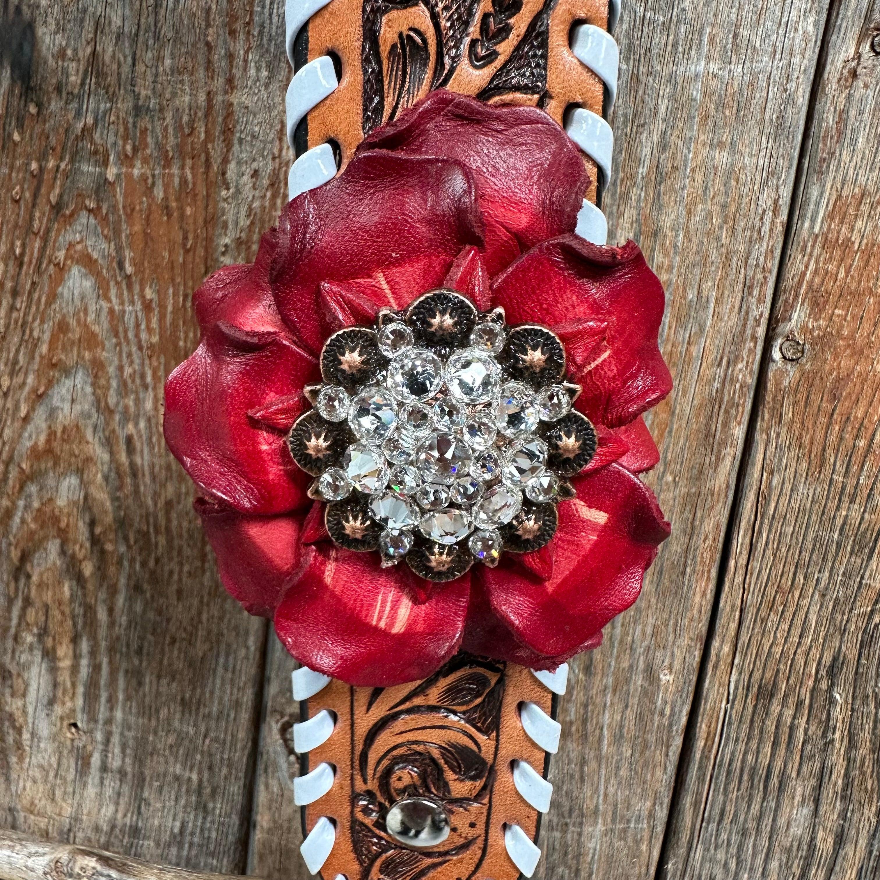 Light Oil Whipstitch Red and Turquoise One Ear/ Breastcollar #OEBC549 - RODEO DRIVE