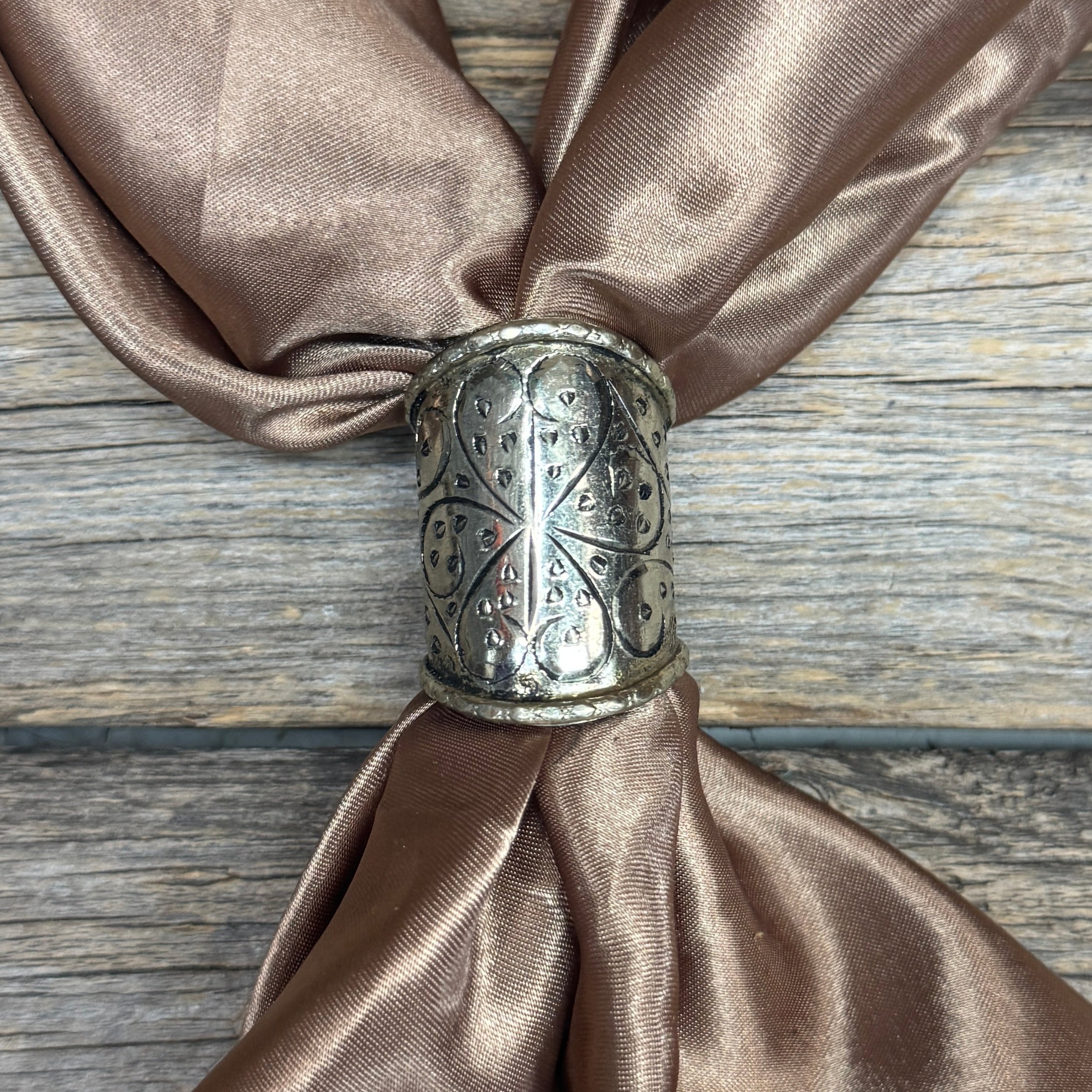 Silver Engraved Floral Wild Rag Slide #PS102