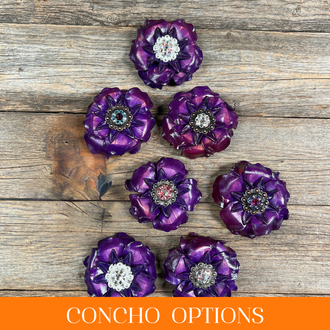 Purple Gardenia Leather Flowers - 1