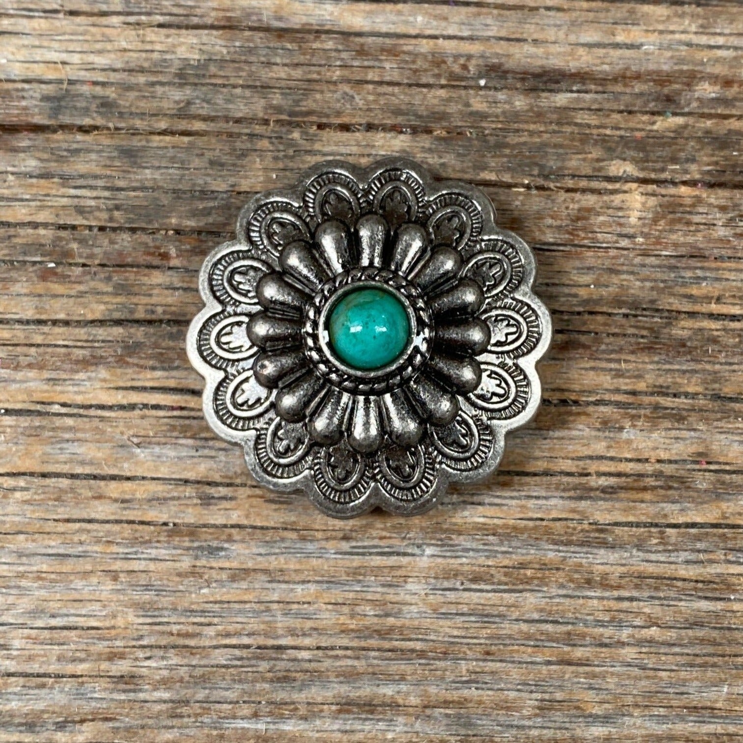 Antique Silver Green Turquoise Concho 1"  W203SX