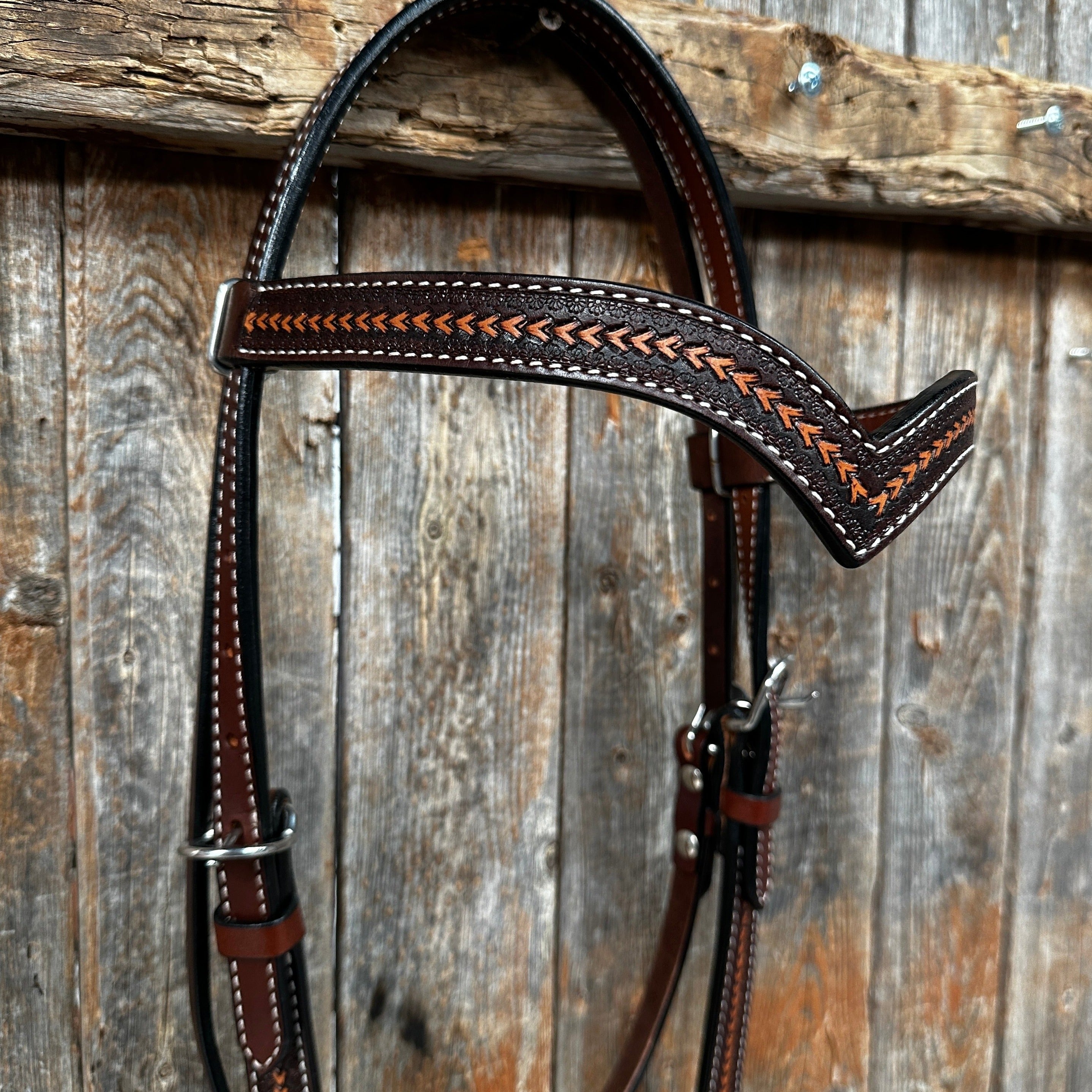 Foxtail Tooling Two Tone V-Browband Headstall / Bridle #24335
