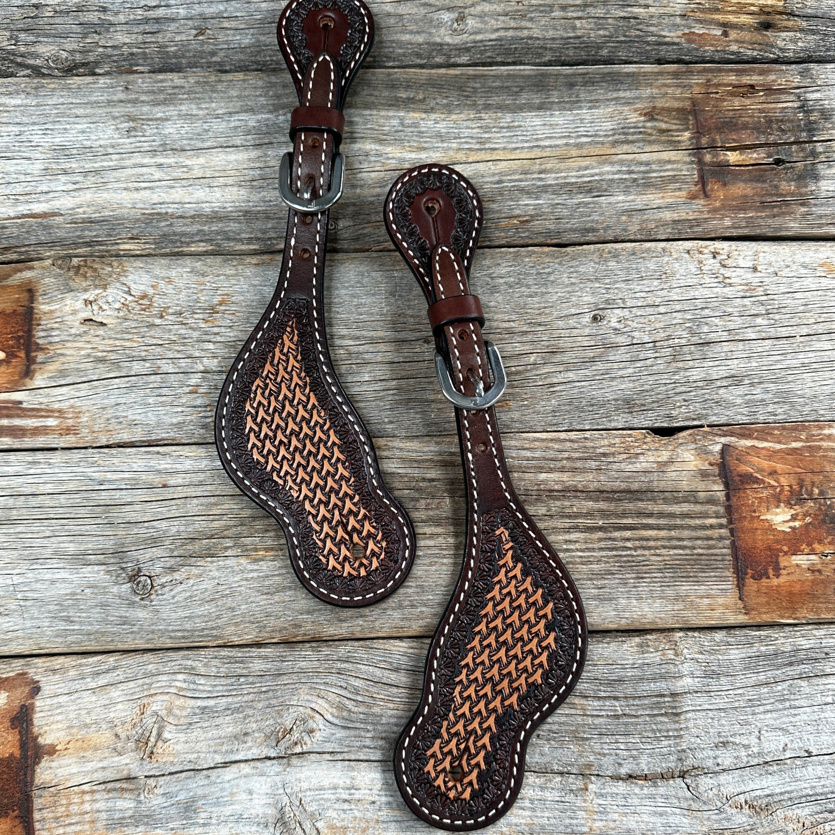 Foxtail Tooled Spur Straps