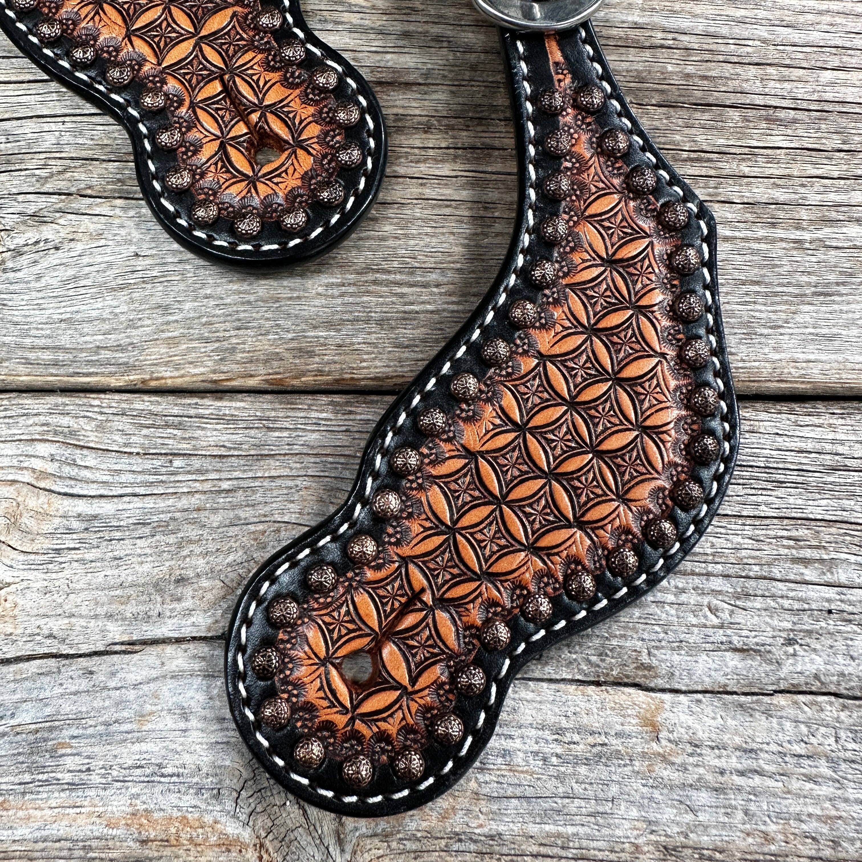 Two Tone Honeycomb Tooled Spur Straps
