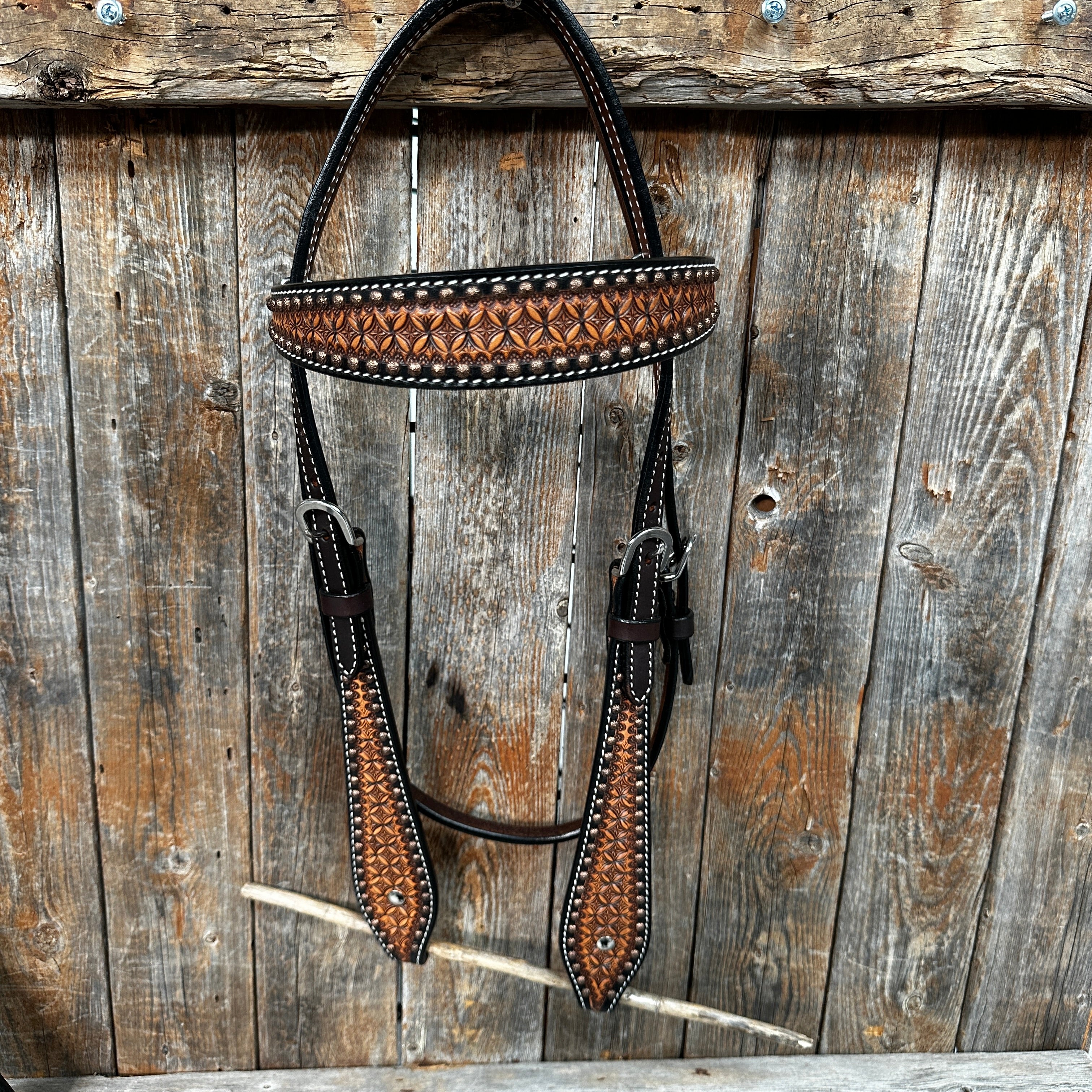 Two Tone Honeycomb Browband Headstall / Bridle #24329