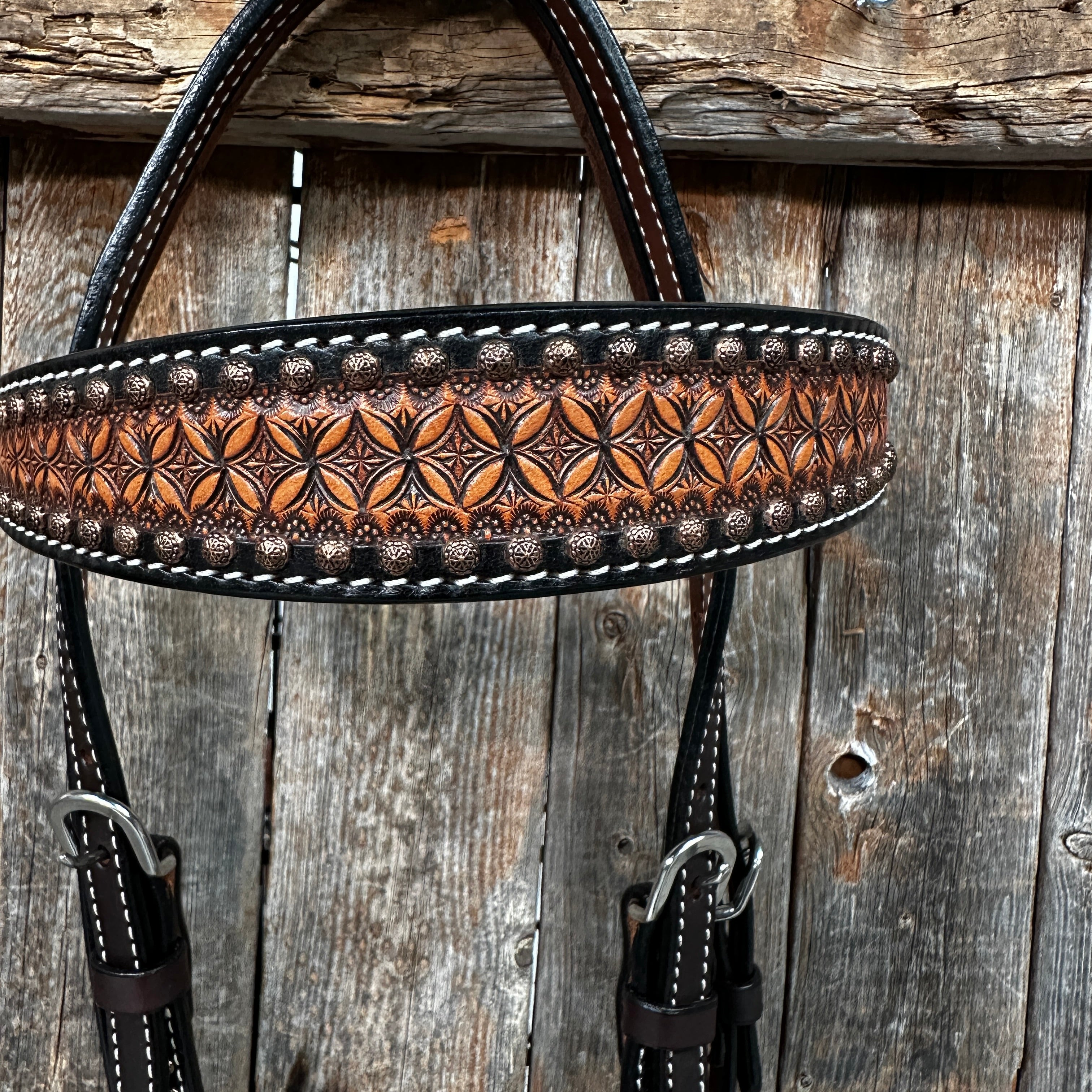 Two Tone Honeycomb Browband Headstall / Bridle #24329