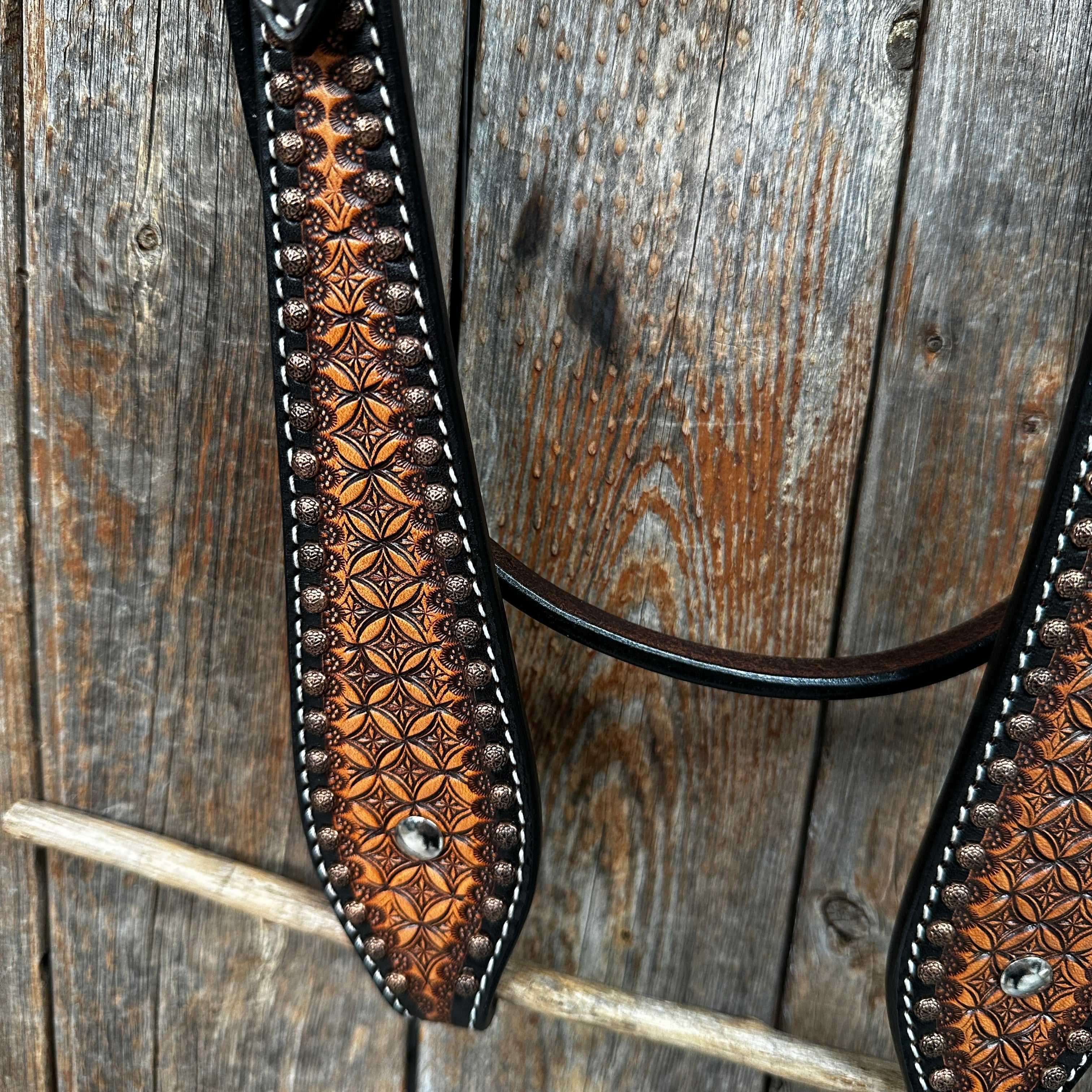 Two Tone Honeycomb Browband Headstall / Bridle #24329