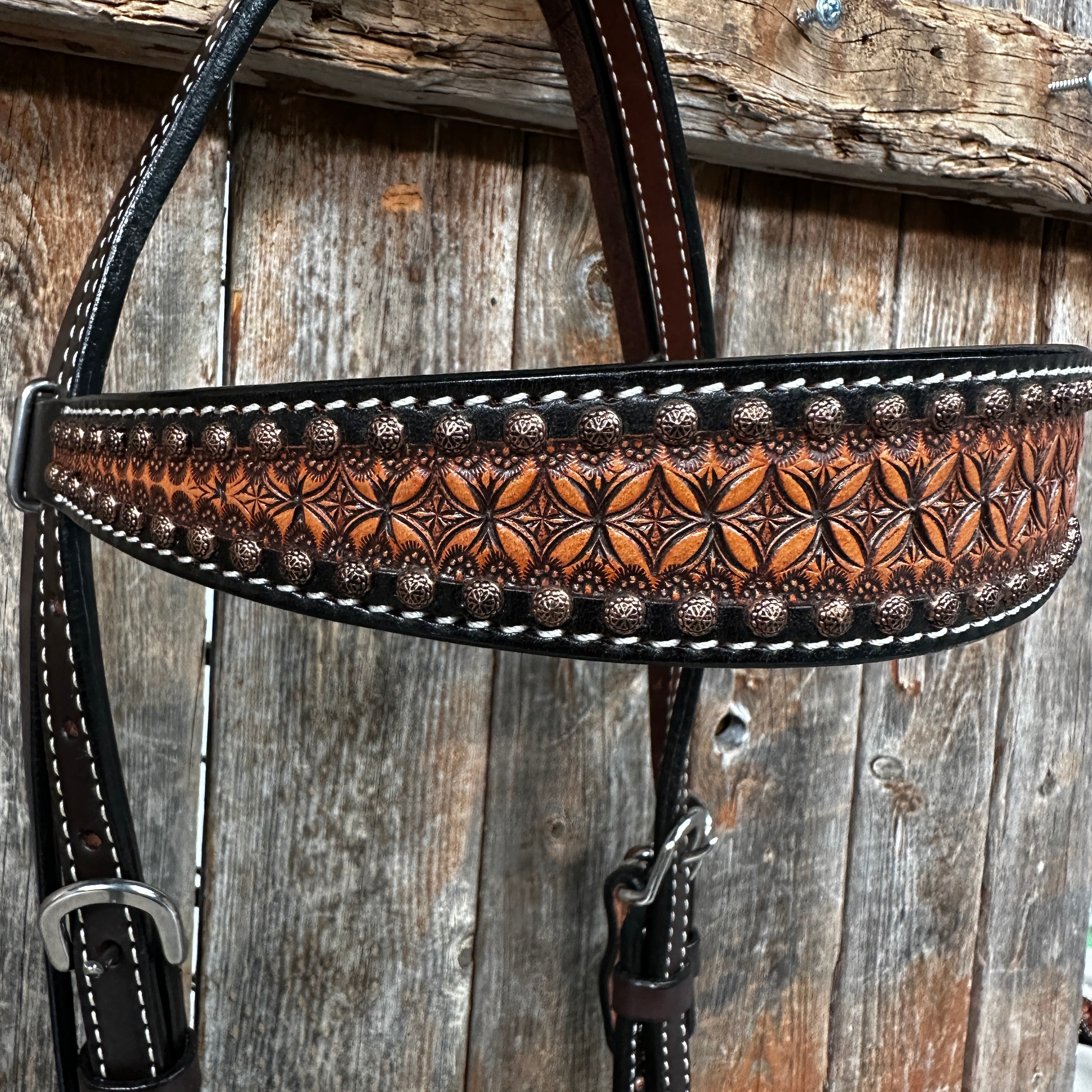 Two Tone Honeycomb Browband Headstall / Bridle #24329