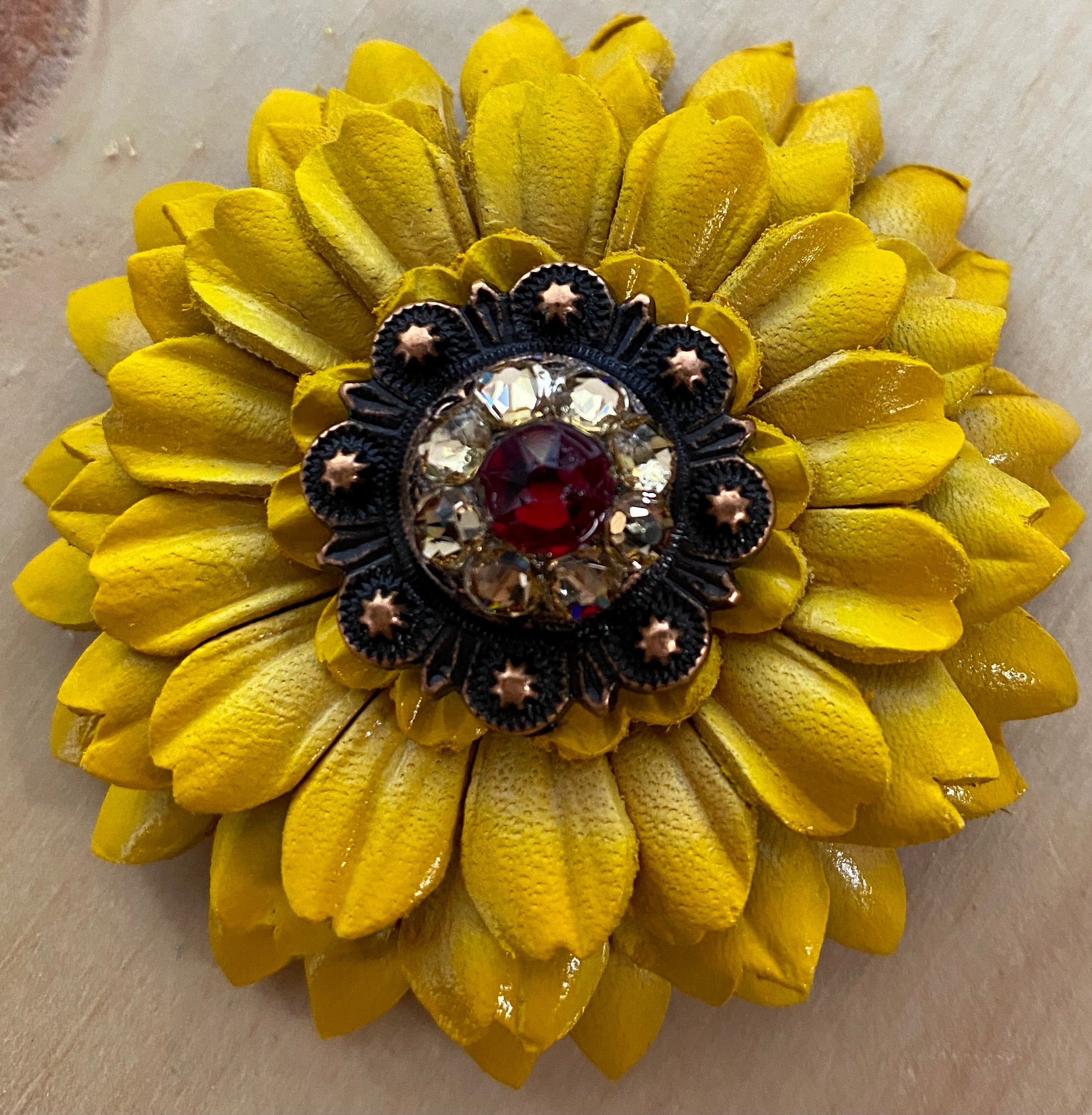 Yellow Daisy Leather Flowers - 1