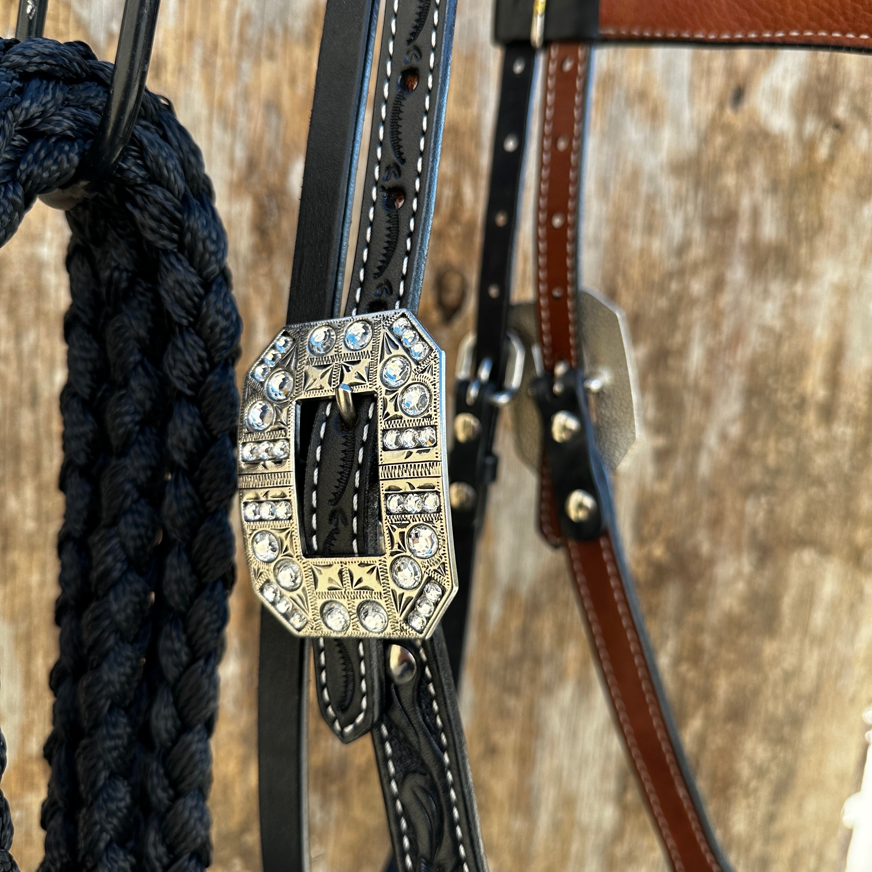 Black V-Brow Clear Loping Hackamore #LHK103