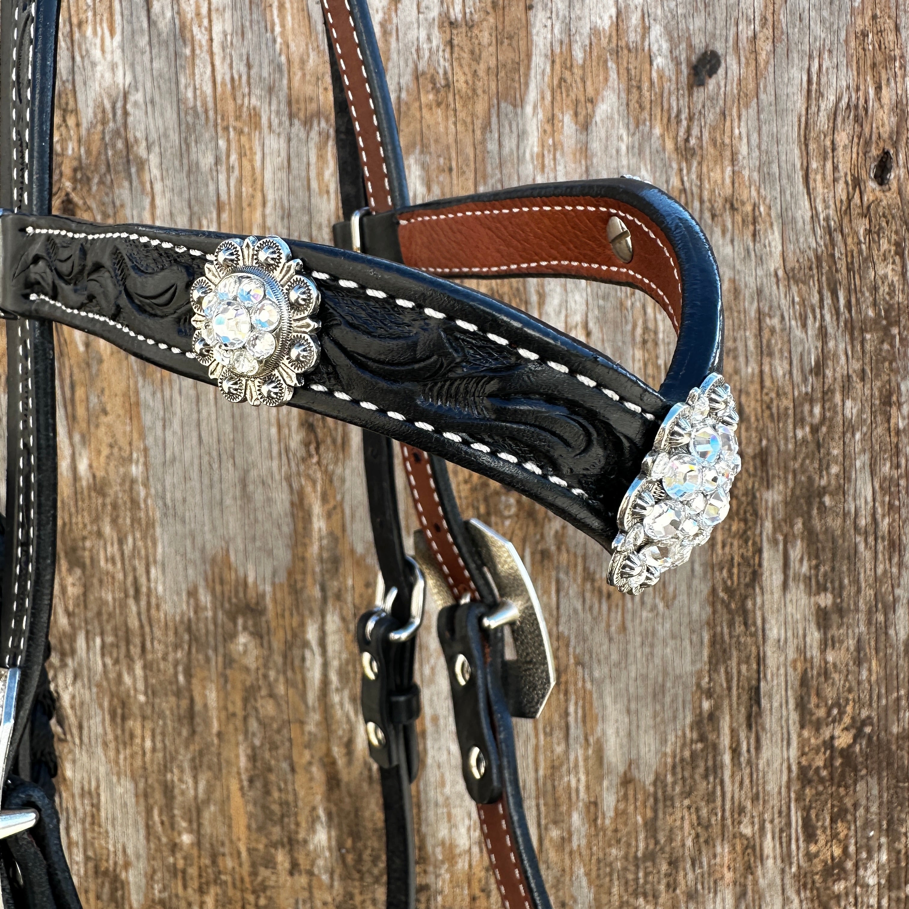 Black V-Brow Clear Loping Hackamore #LHK103
