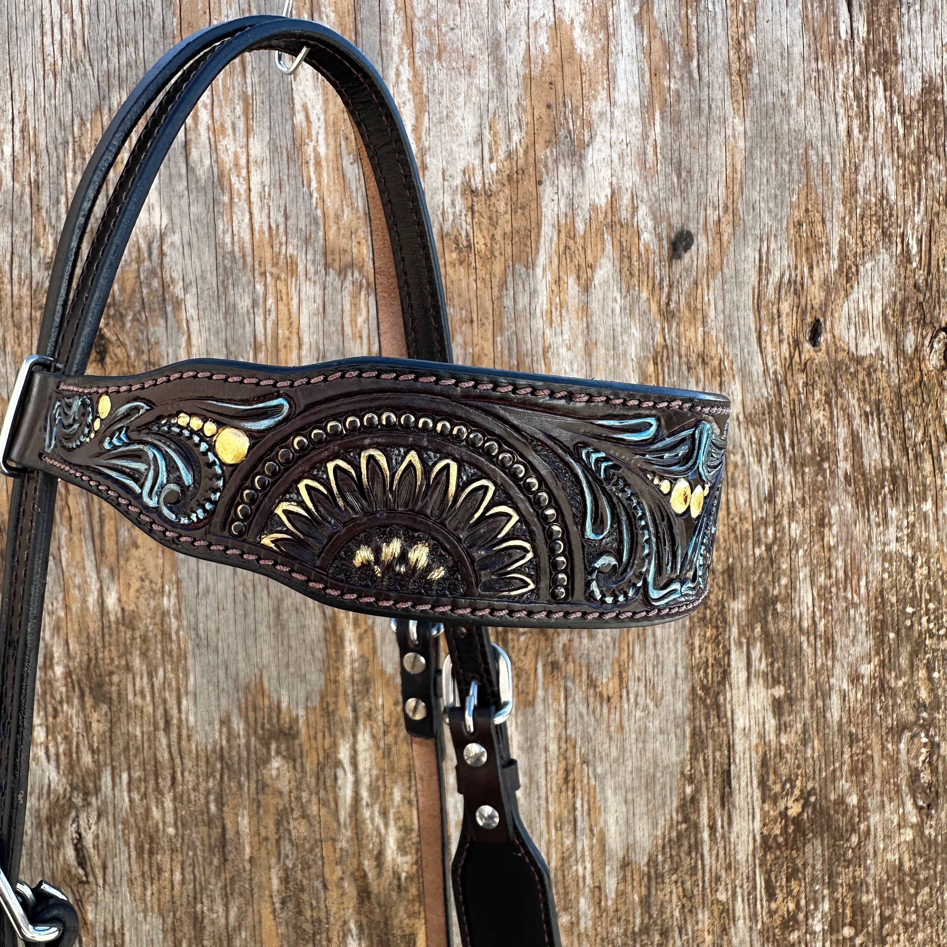 Dark Oil Floral Hand Painted Loping Hackamore #LHK001