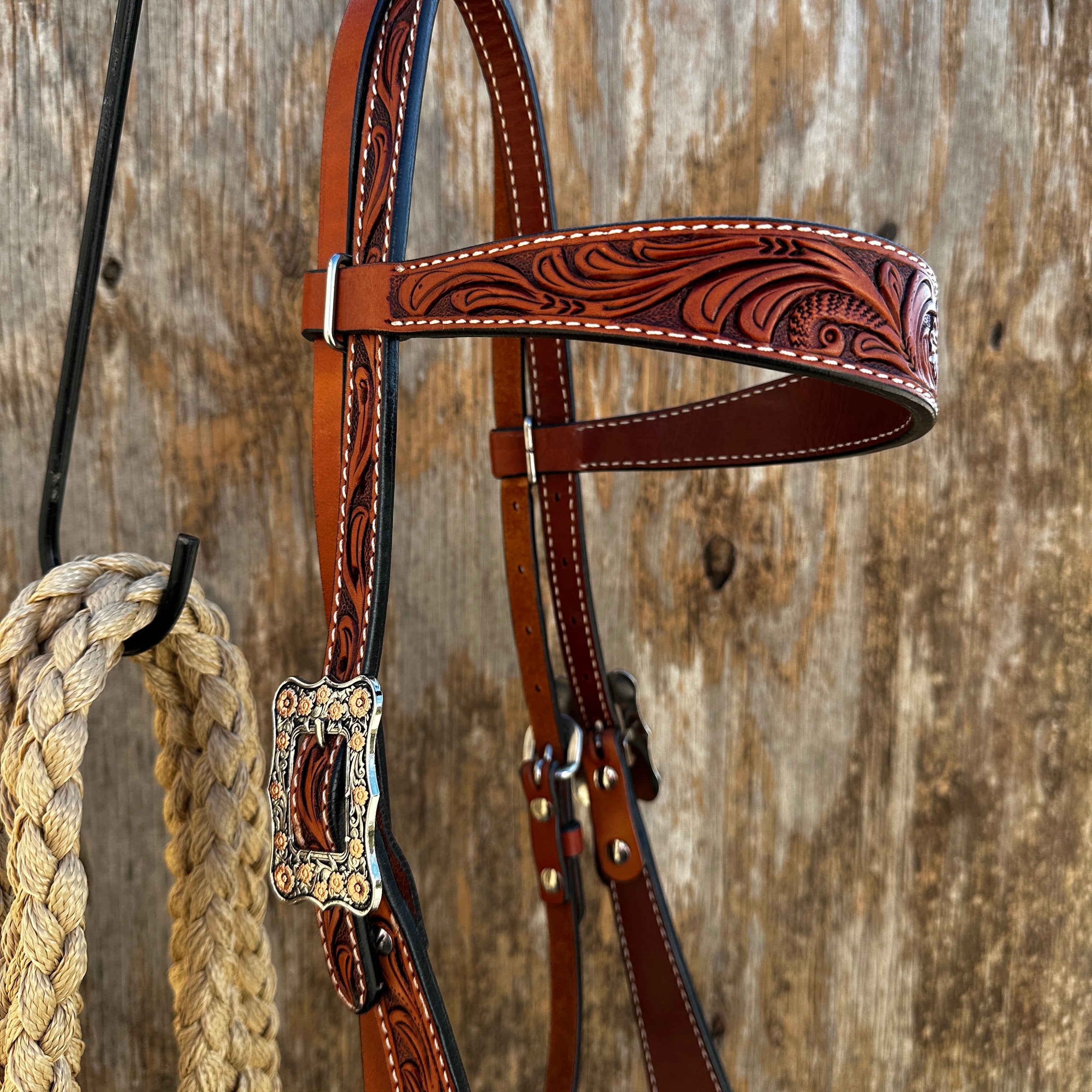 Floral Tooled Buckaroo Loping Hackamore #LHK102
