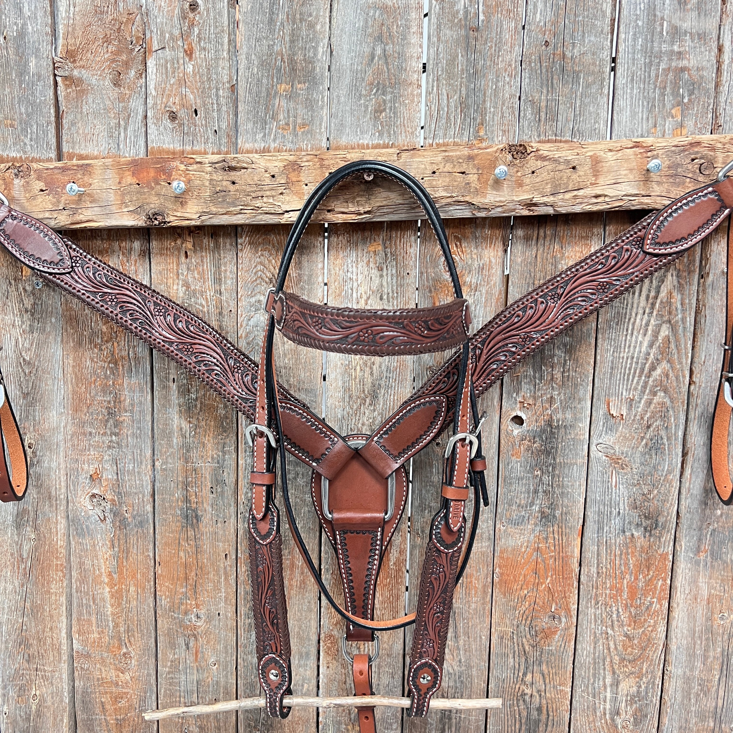 Dark Oil Braided Browband/One Ear Breastcollar Tack Sets