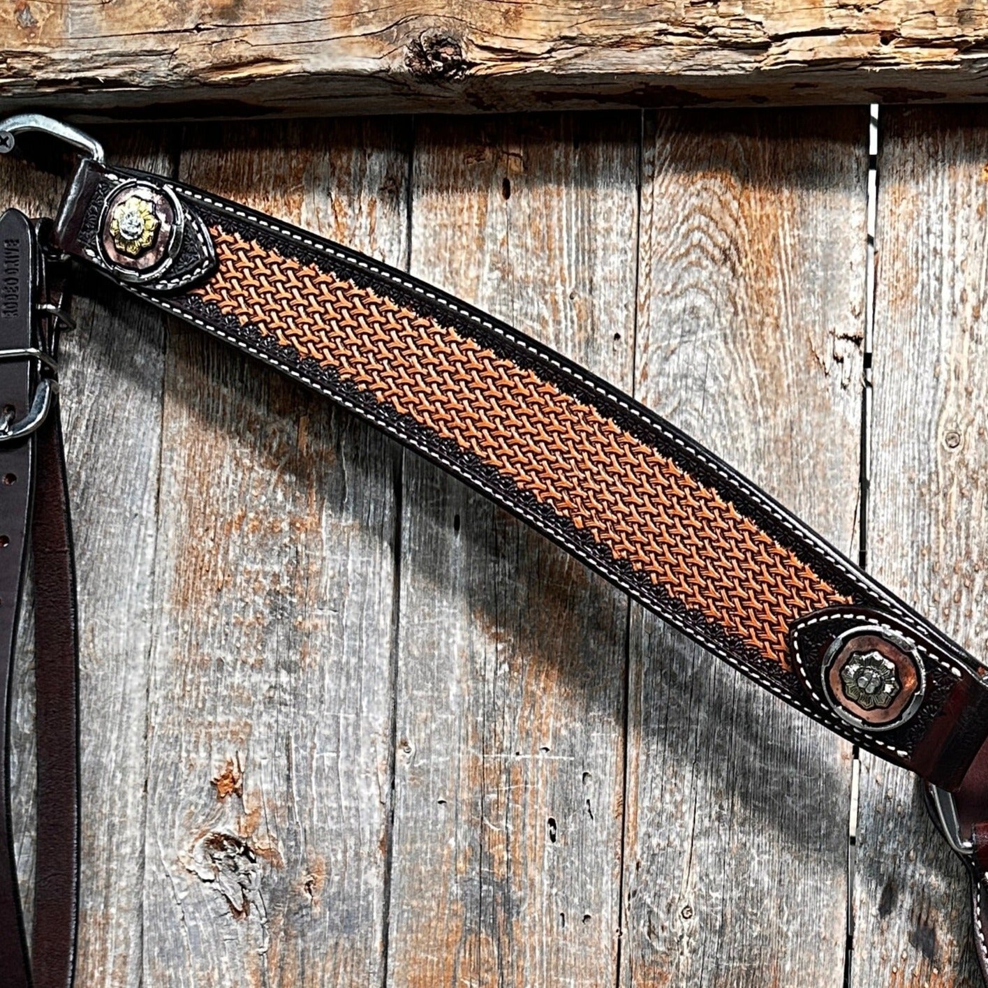 Foxtail and Copper Browband/One Ear Headstall & Breastcollar Tack Set #BBBC589