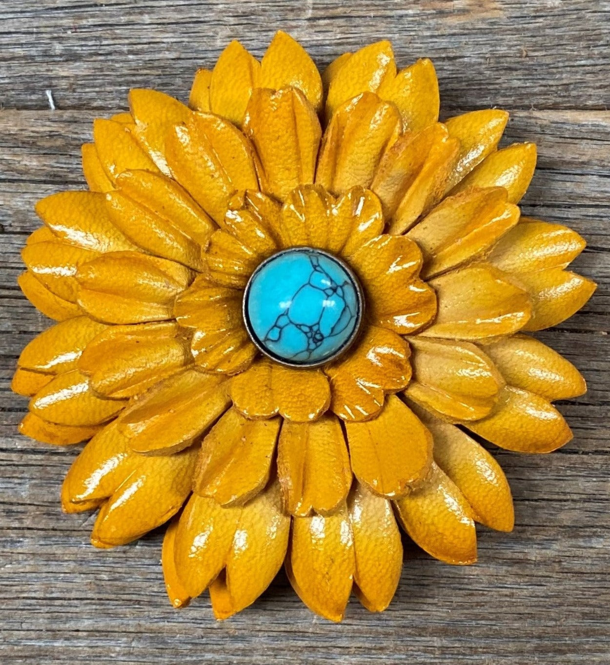 Sunflower With Round Turquoise Cabochon