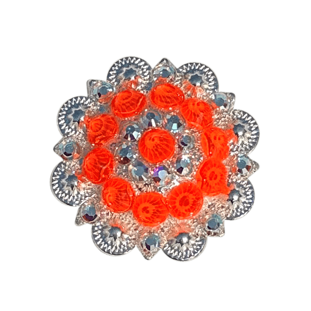 Neon Orange and AB Bright Silver 1.5" European Crystal Concho - RODEO DRIVE