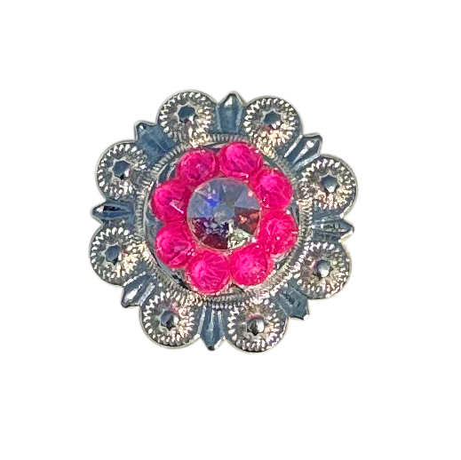 Neon Pink and AB Bright Silver 1" European Crystal Concho - RODEO DRIVE