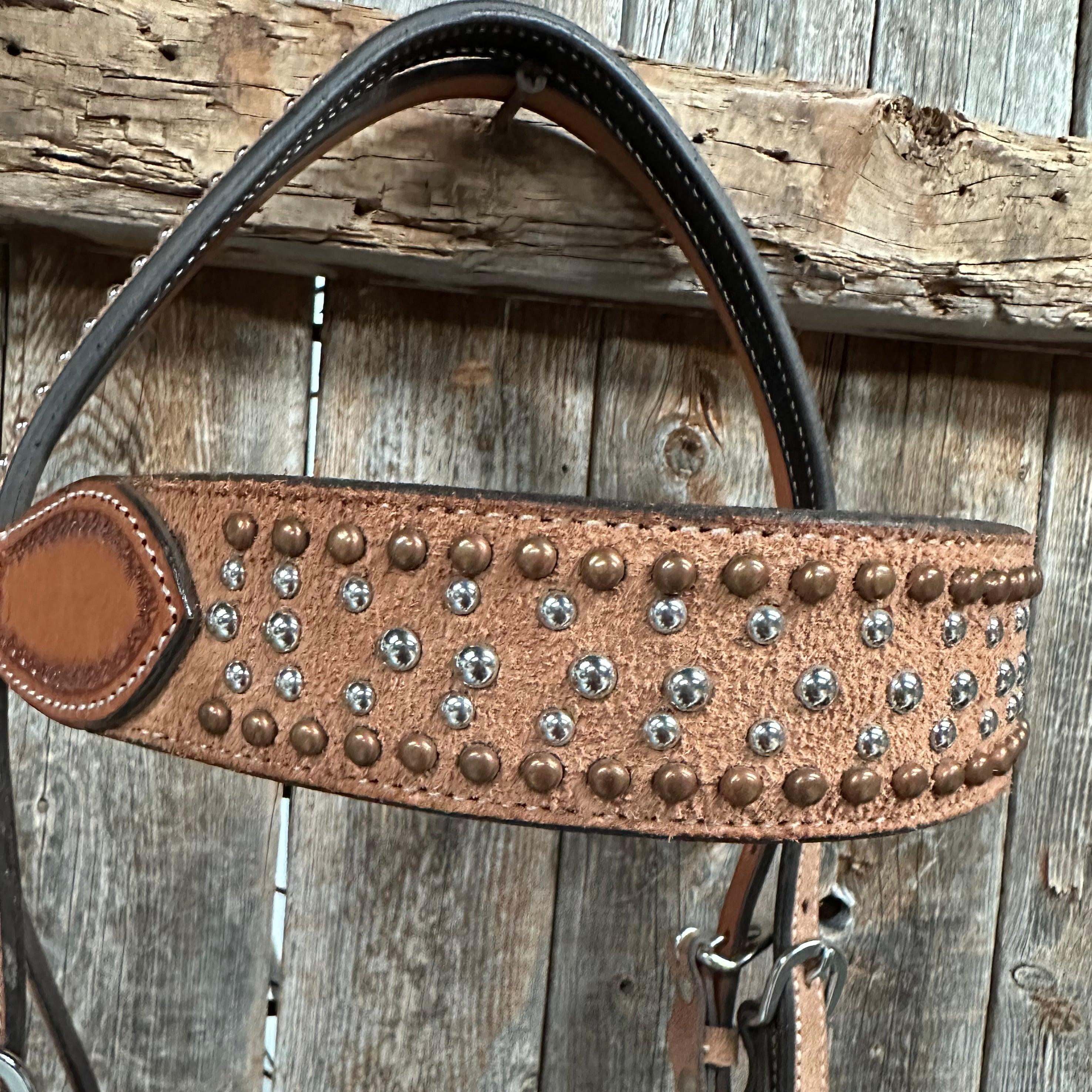 Copper and Silver Rough-Out Browband Headstall/Bridle #ST1000 - RODEO DRIVE