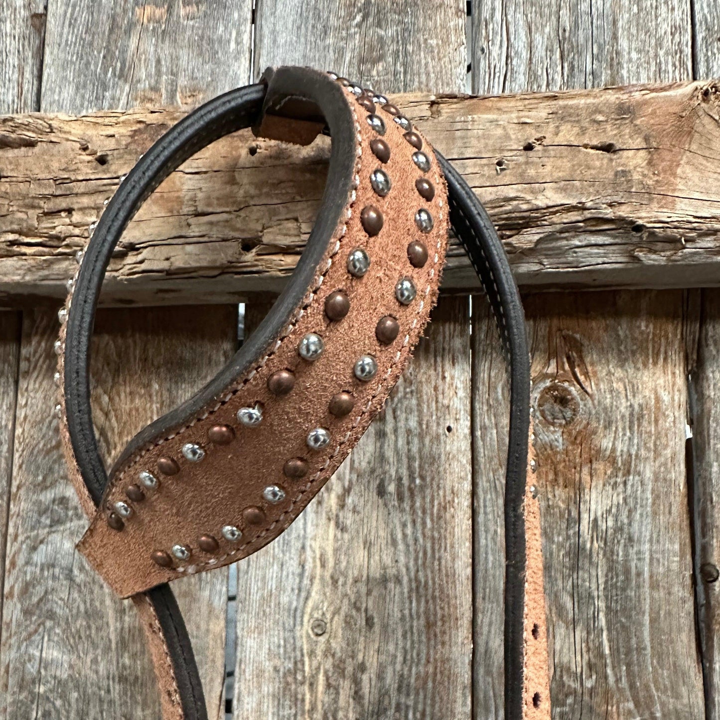 Copper and Silver Rough-Out One Ear Headstall/Bridle #ST1001 - RODEO DRIVE