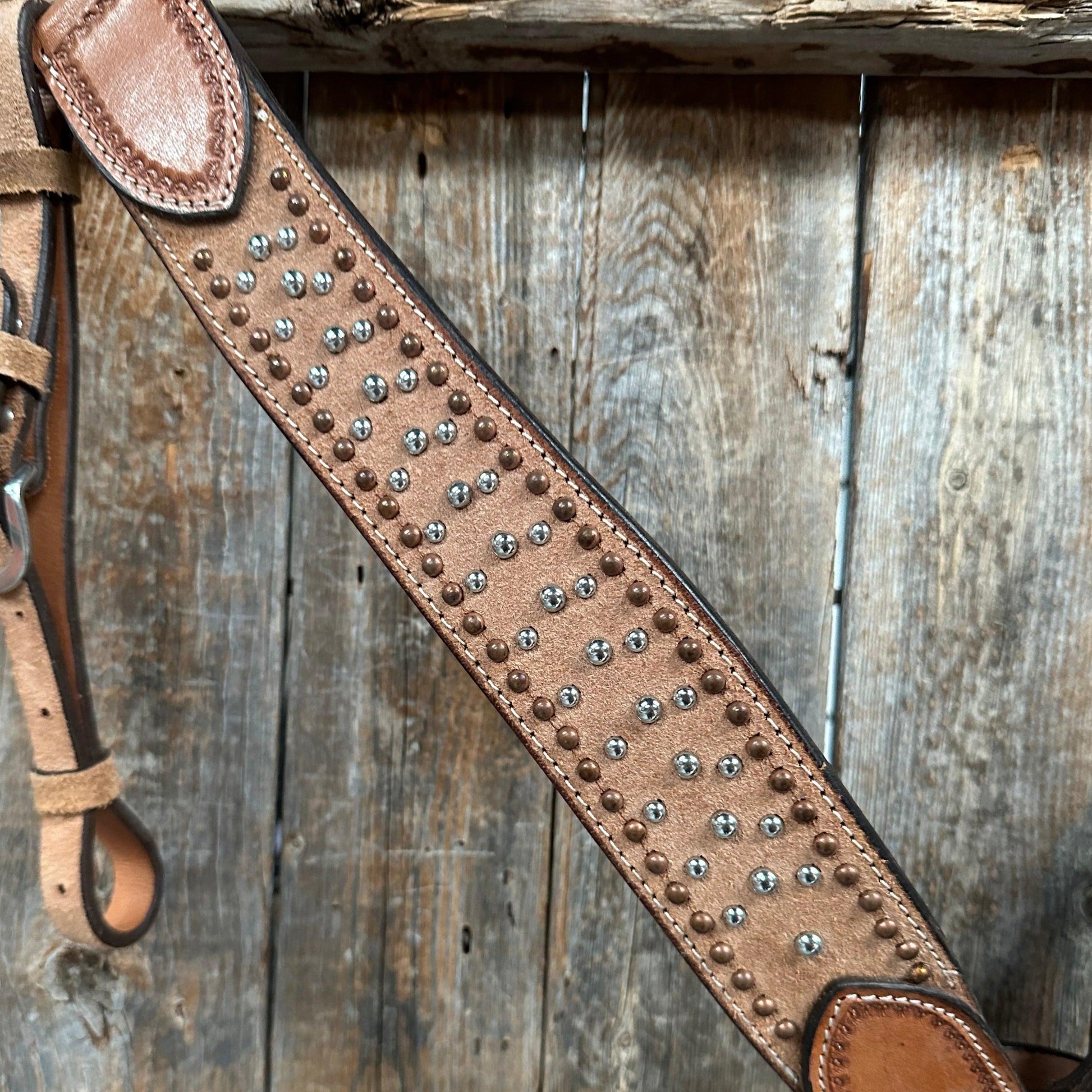 Copper and Silver Dot Rough-Out Breastcollar #ST1002 - RODEO DRIVE
