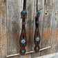 Dark Oil Hand Painted Antique Silver Turquoise One Ear and Breastcollar Tack Set #OEBC564