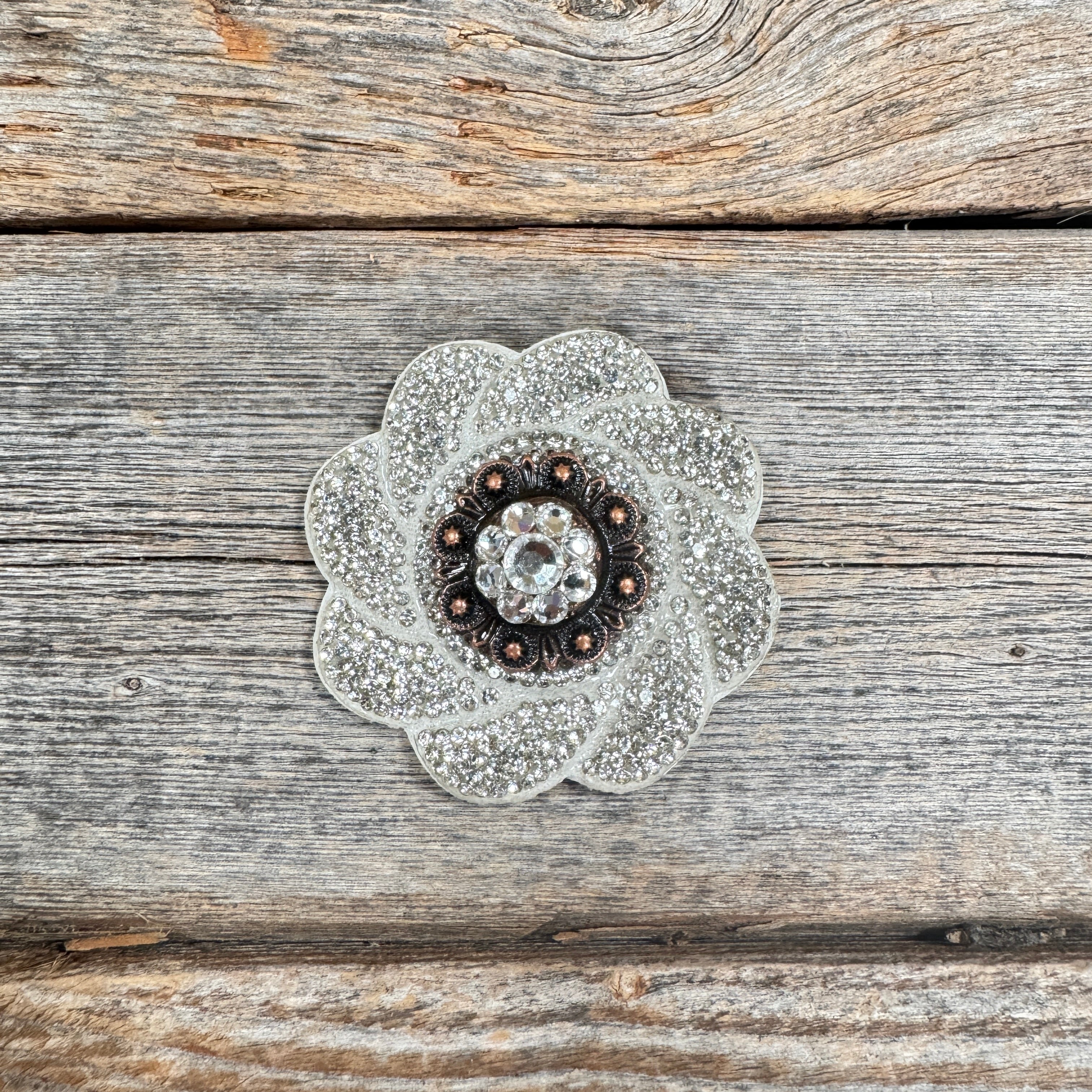 White Flower Rhinestone Rosette - Assorted Conchos