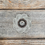 White Flower Rhinestone Rosette - Assorted Conchos