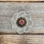 White Flower Rhinestone Rosette - Assorted Conchos