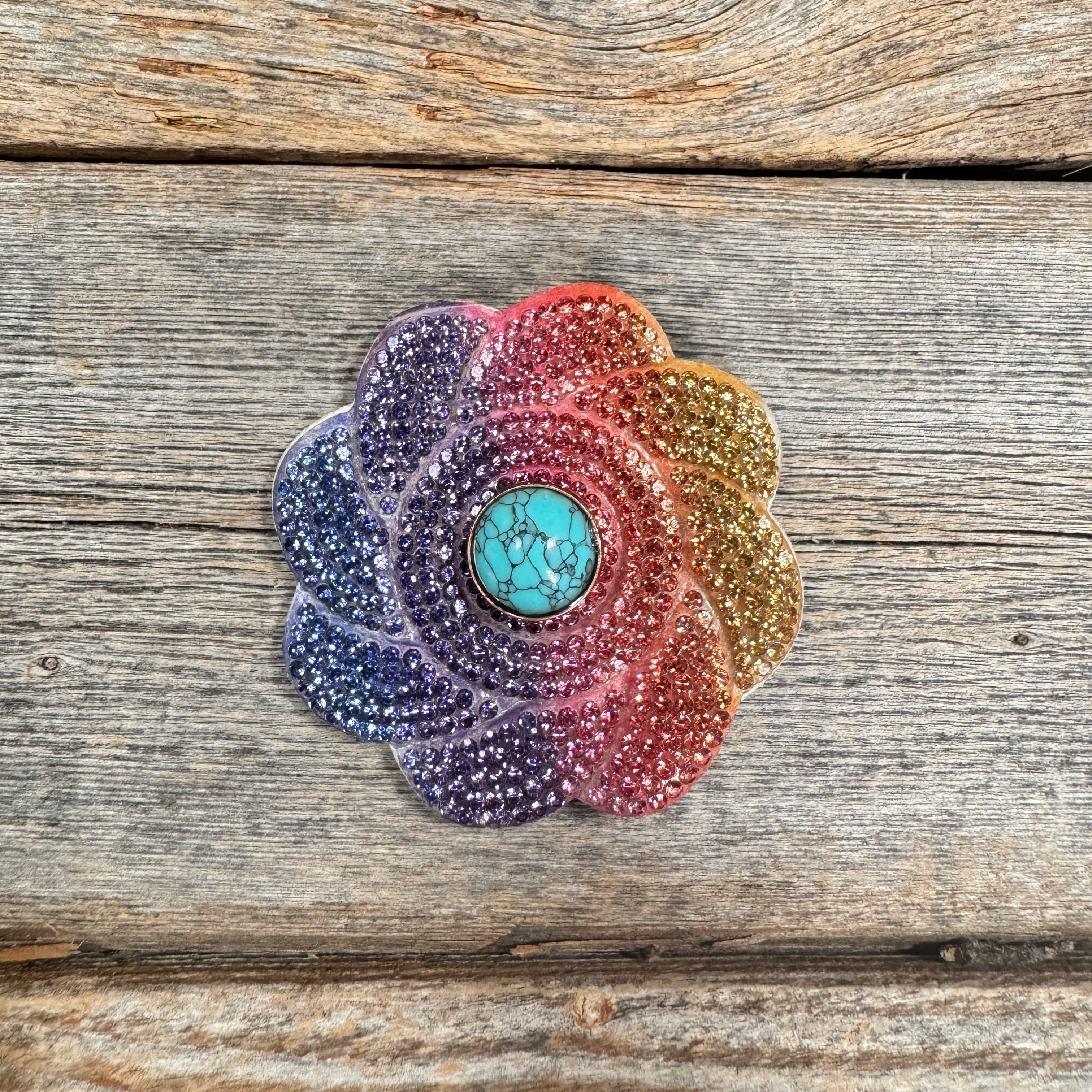Rainbow Flower Rhinestone Rosette - Assorted Conchos