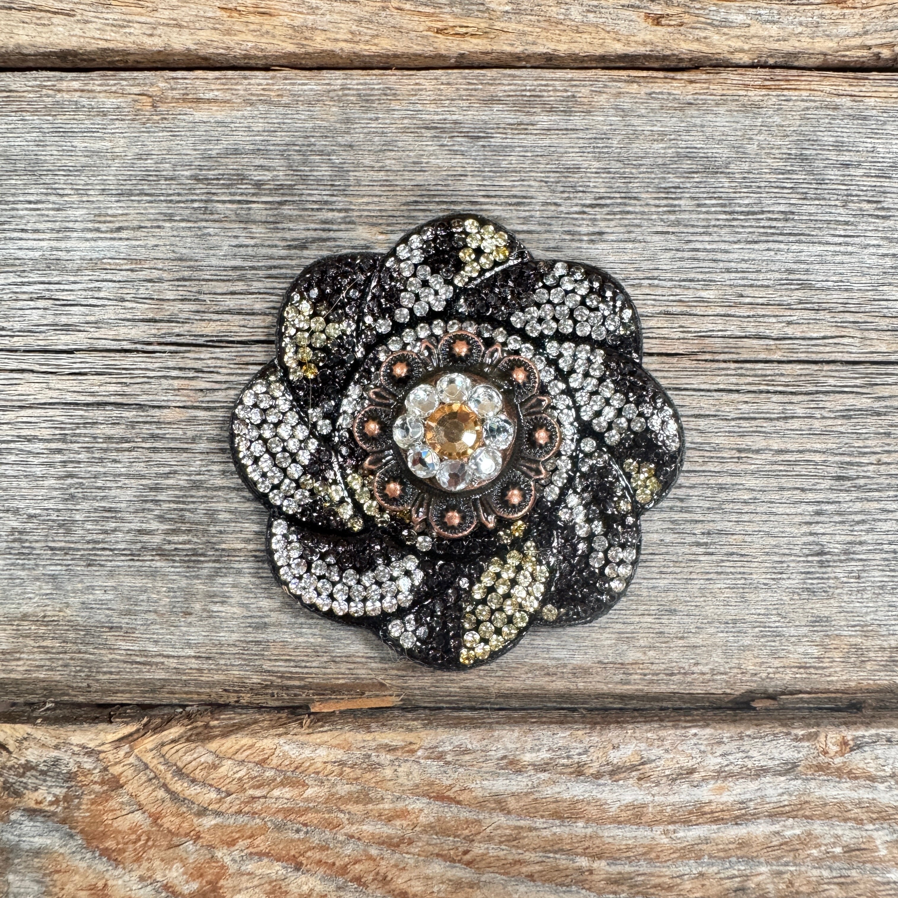 Cheetah Flower Rhinestone Rosette - Assorted Conchos