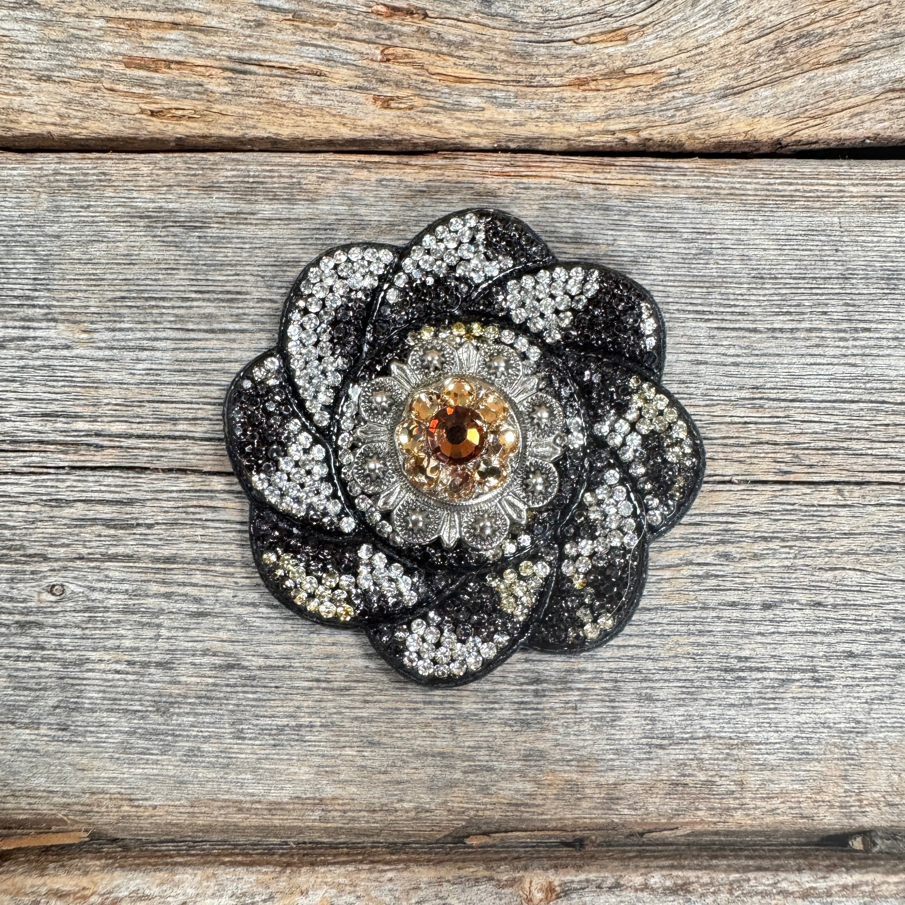 Cheetah Flower Rhinestone Rosette - Assorted Conchos