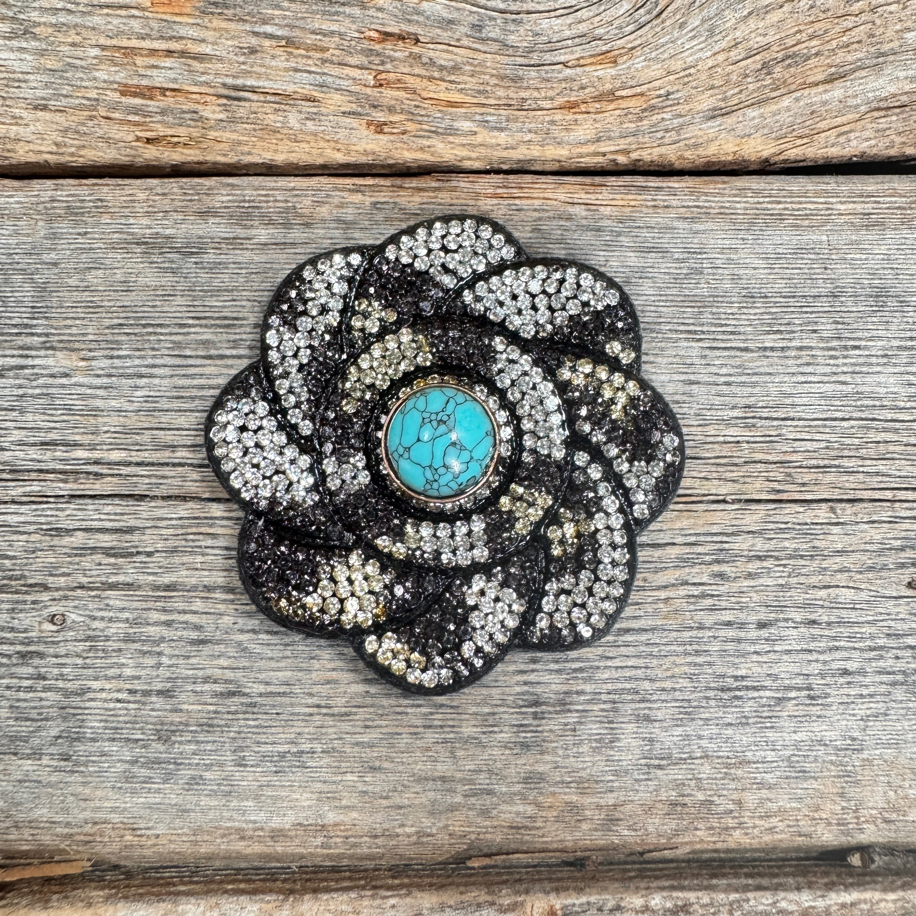 Cheetah Flower Rhinestone Rosette - Assorted Conchos