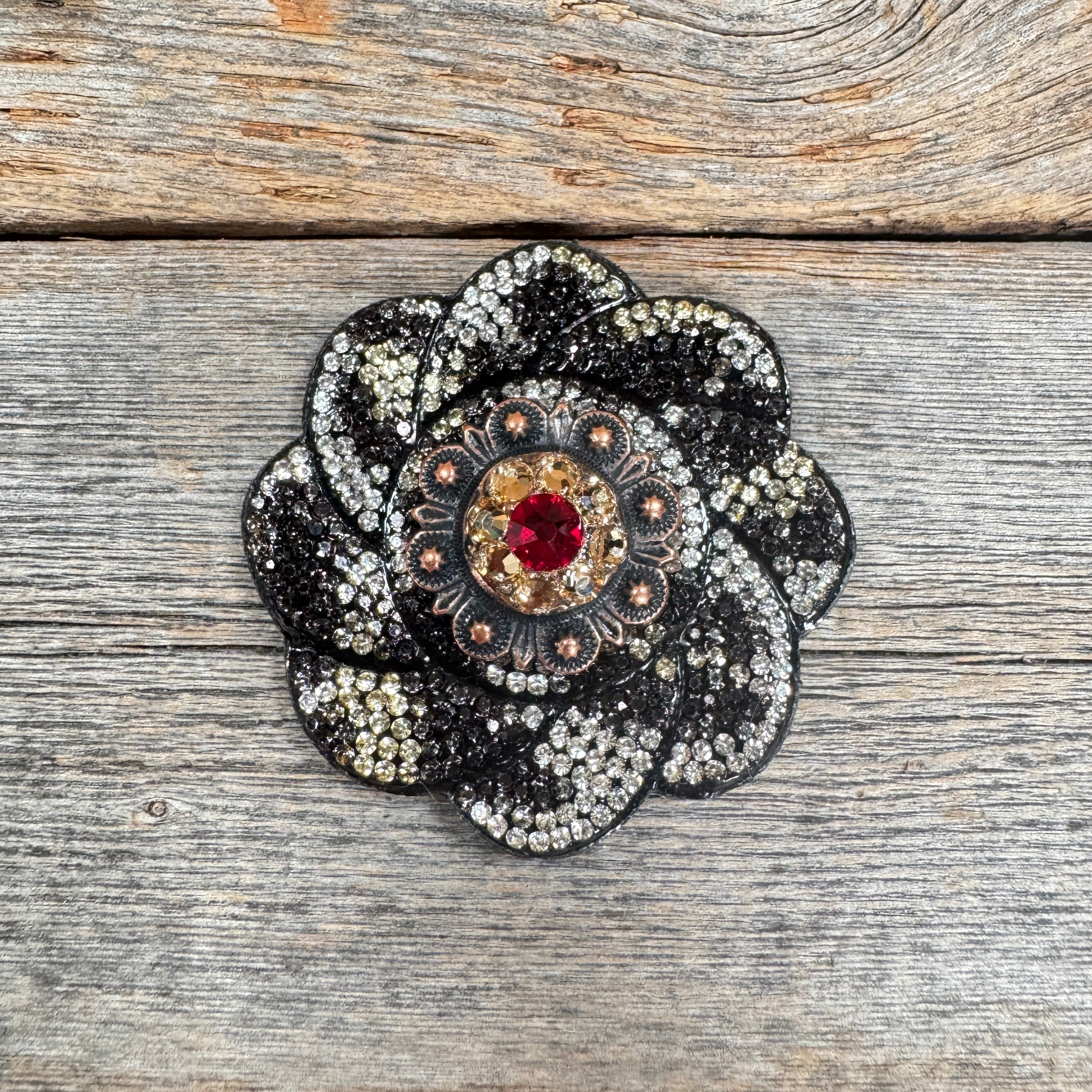 Cheetah Flower Rhinestone Rosette - Assorted Conchos