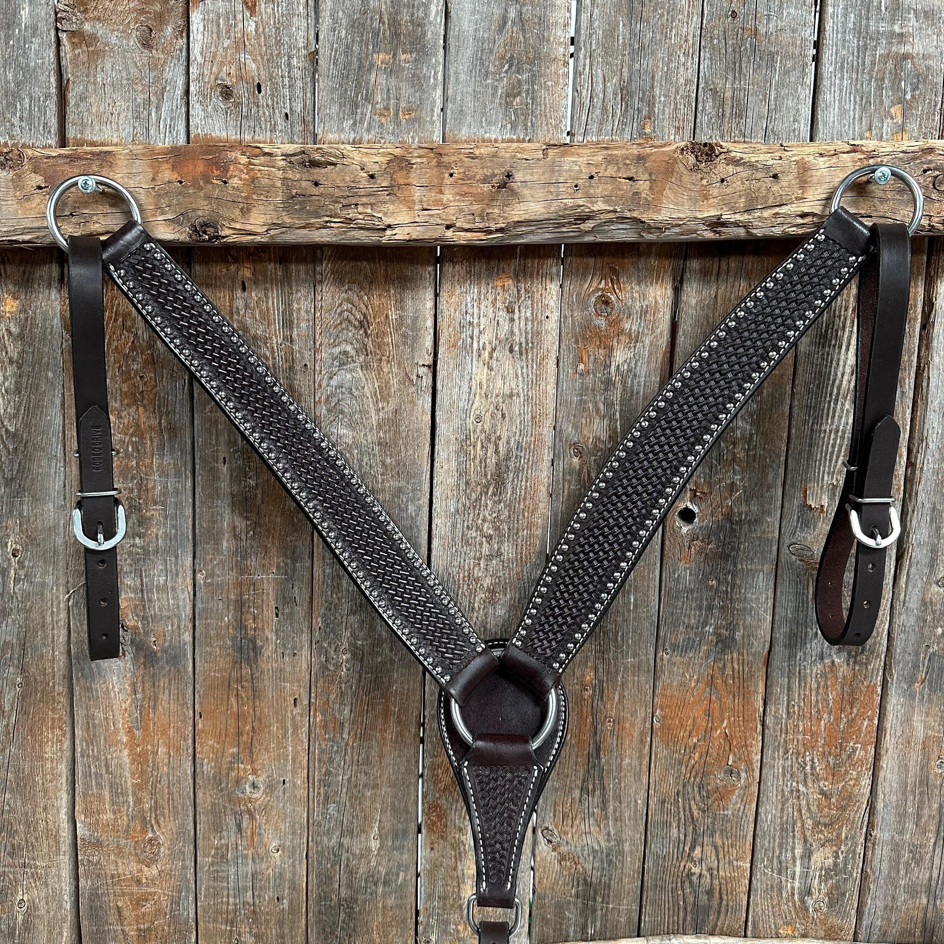 Dark Oil Basketweave Silver Dot Breastcollar - RODEO DRIVE