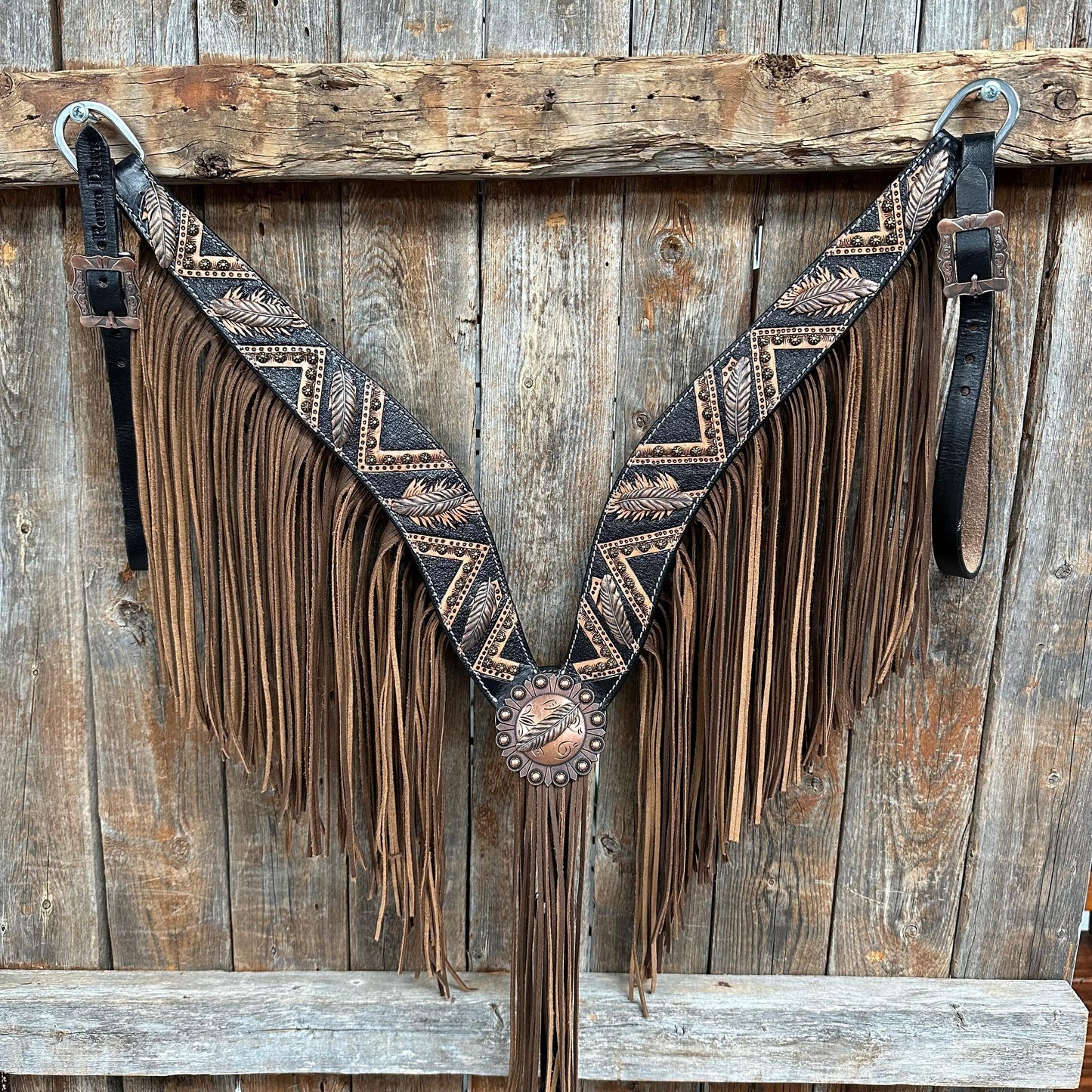Feathered Arrow Fringed One Ear/ Breastcollar #OEBC553 - RODEO DRIVE
