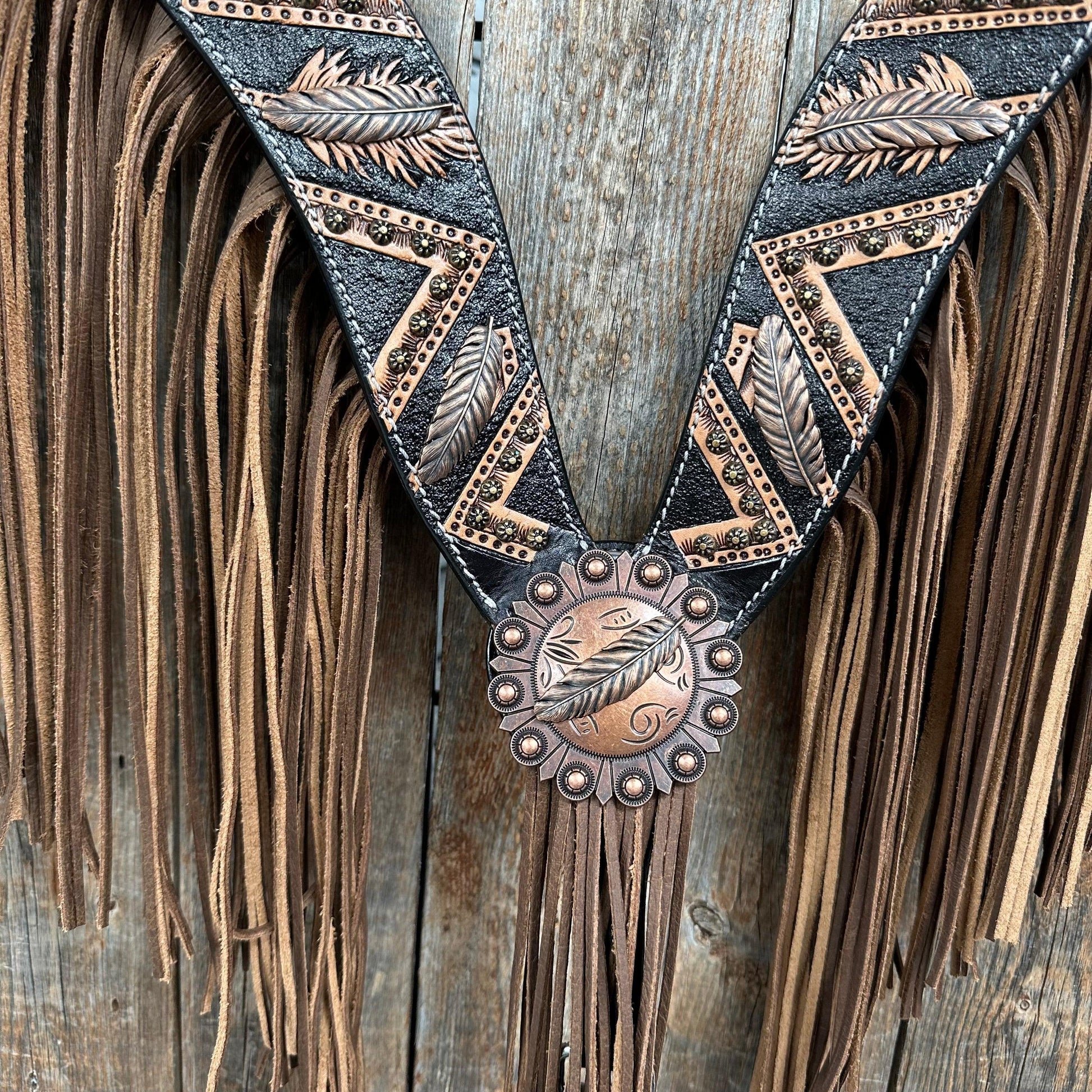 Feathered Arrow Fringed One Ear/ Breastcollar #OEBC553 - RODEO DRIVE