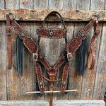 Copper Dot and Buckstitch Jet and Champagne Browband Tack Set #BBBC552 - RODEO DRIVE