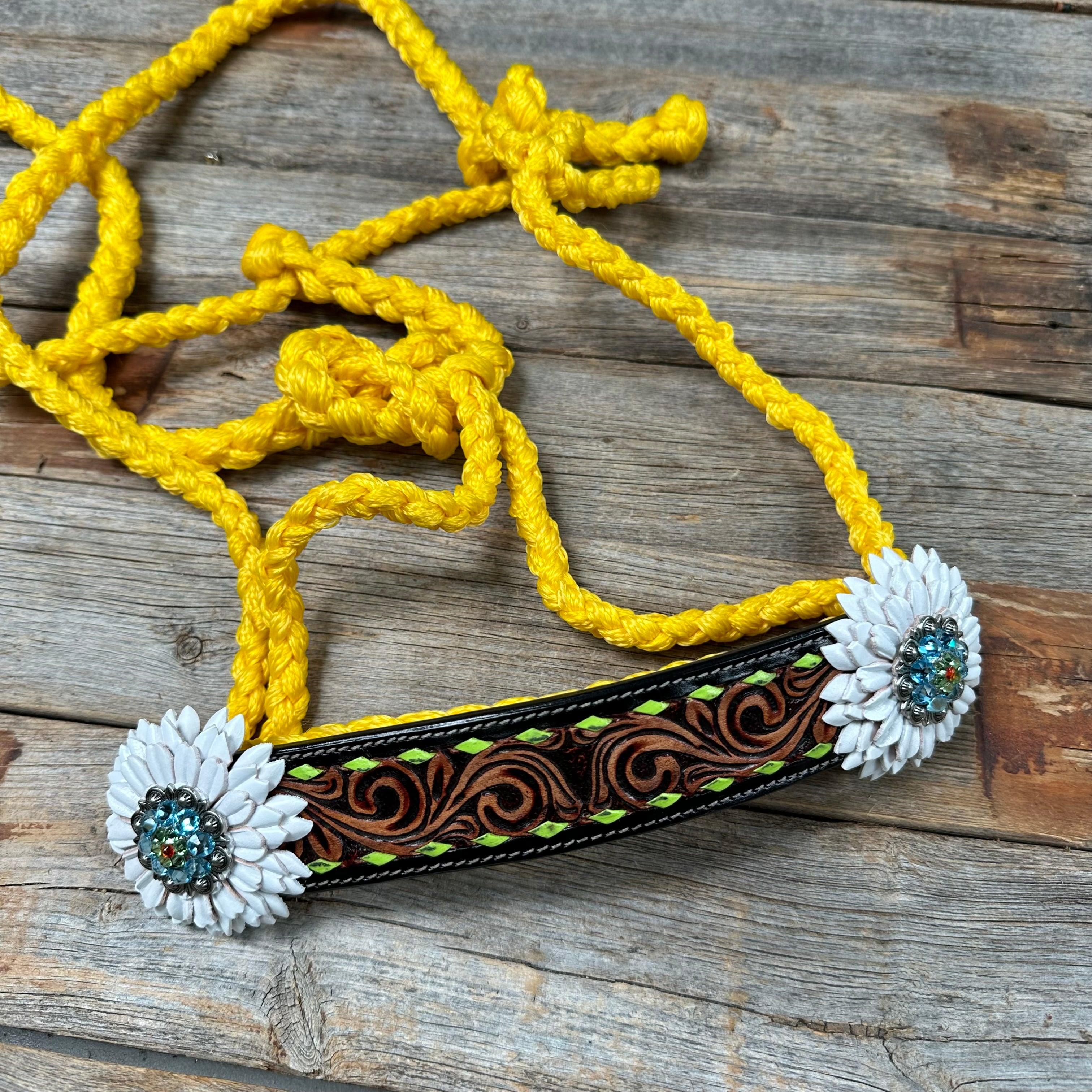 Yellow Mule Tape Halter - White and Lime #MT213 - RODEO DRIVE