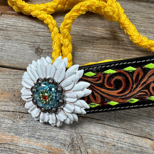 Yellow Mule Tape Halter - White and Lime #MT213 - RODEO DRIVE