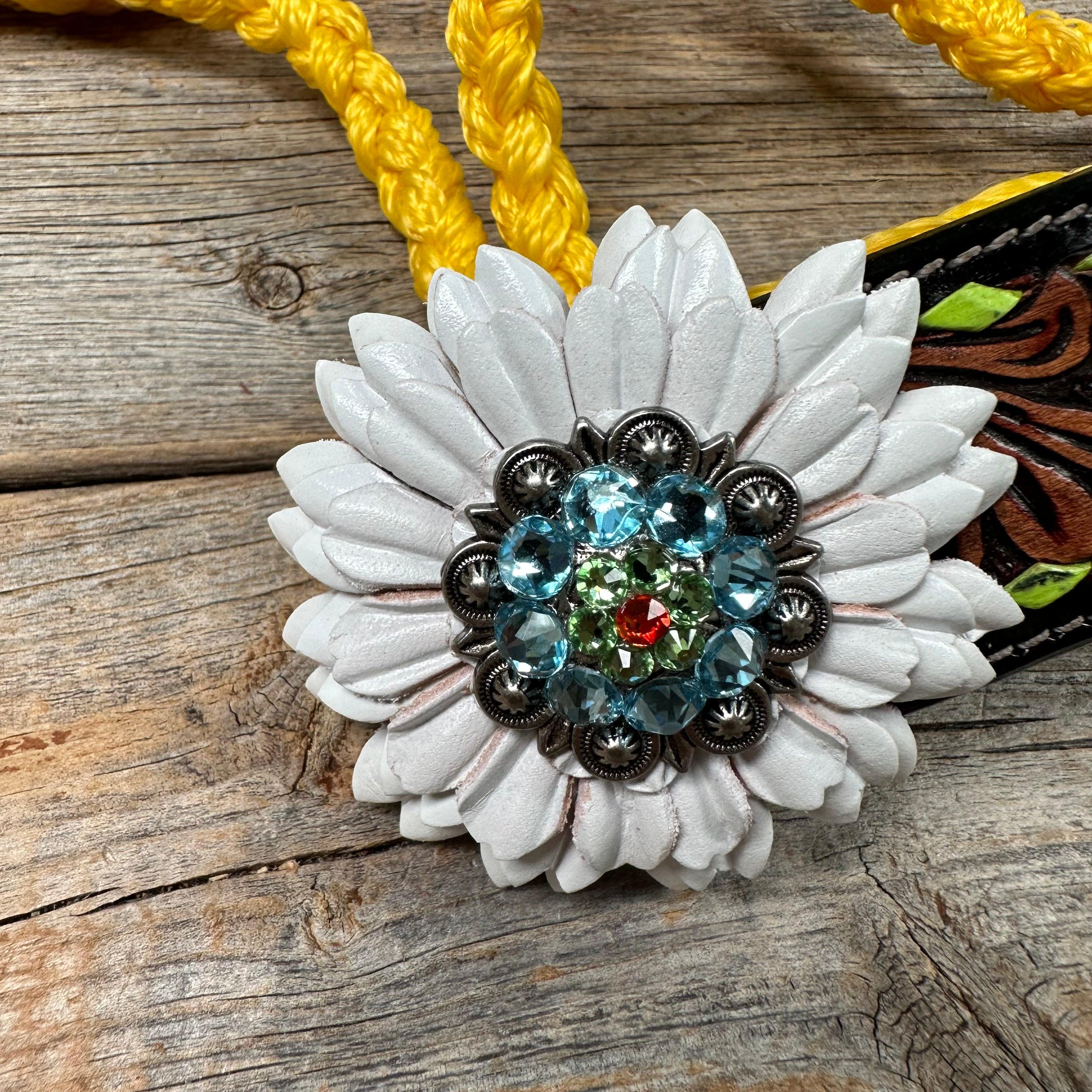 Yellow Mule Tape Halter - White and Lime #MT213 - RODEO DRIVE