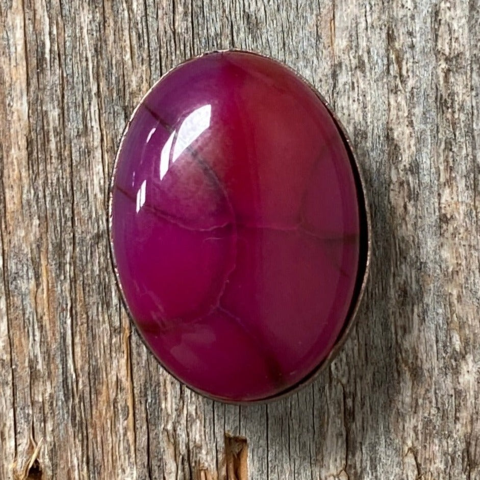 1" Oval Cabochon Stone Concho - Turquoise, Fuchsia, Rust, Blue, Sage, Lapis, White, Green