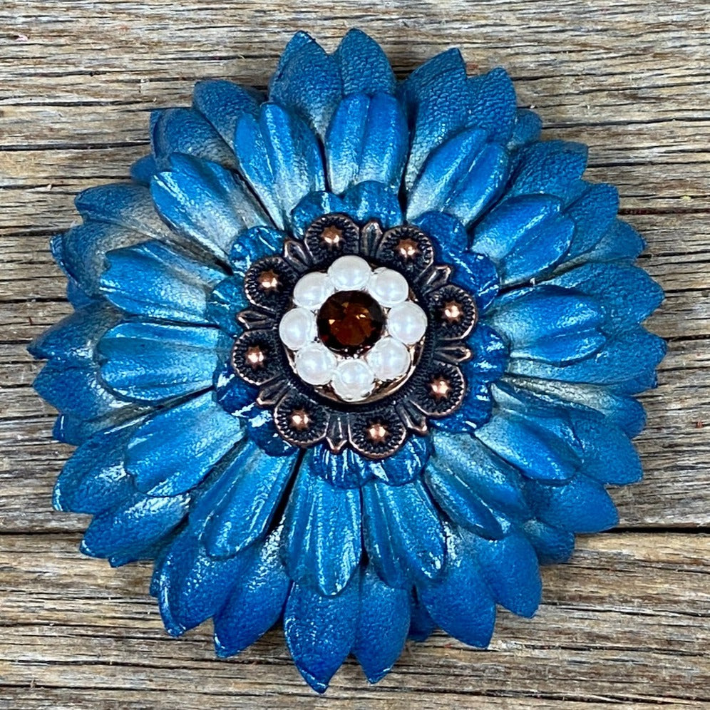Turquoise Daisy Leather Flowers - 1