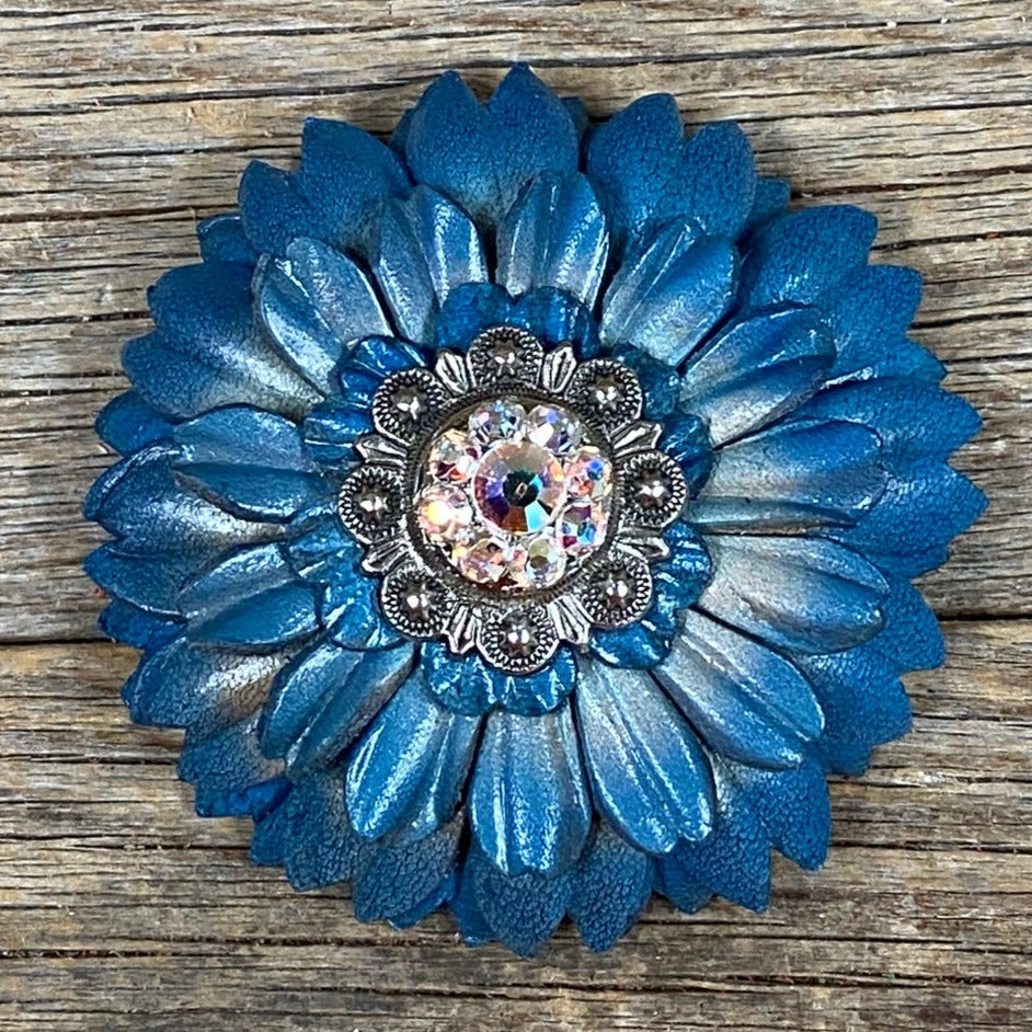 Turquoise Daisy Leather Flowers - 1