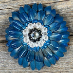Turquoise Daisy Leather Flowers - 1" Crystal Conchos - Options