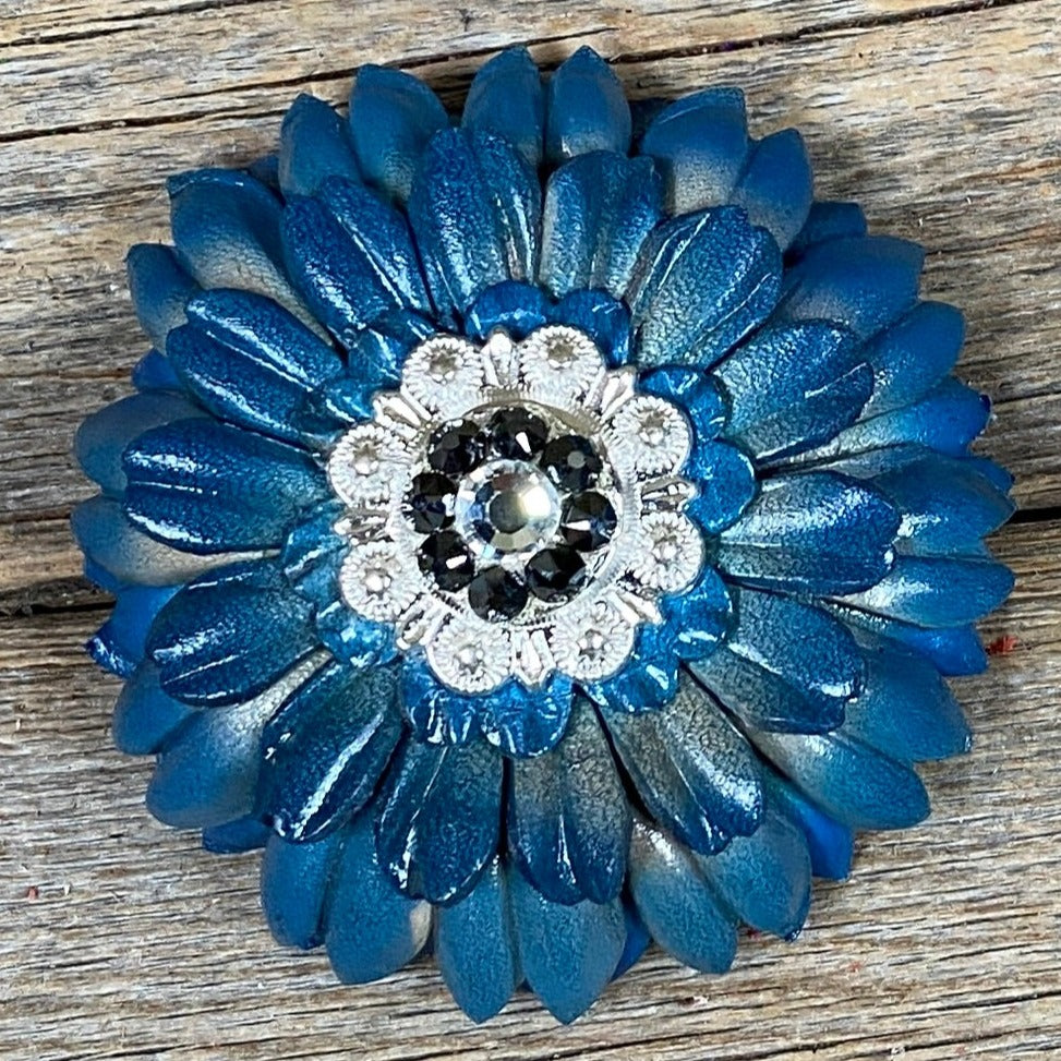 Turquoise Daisy Leather Flowers - 1