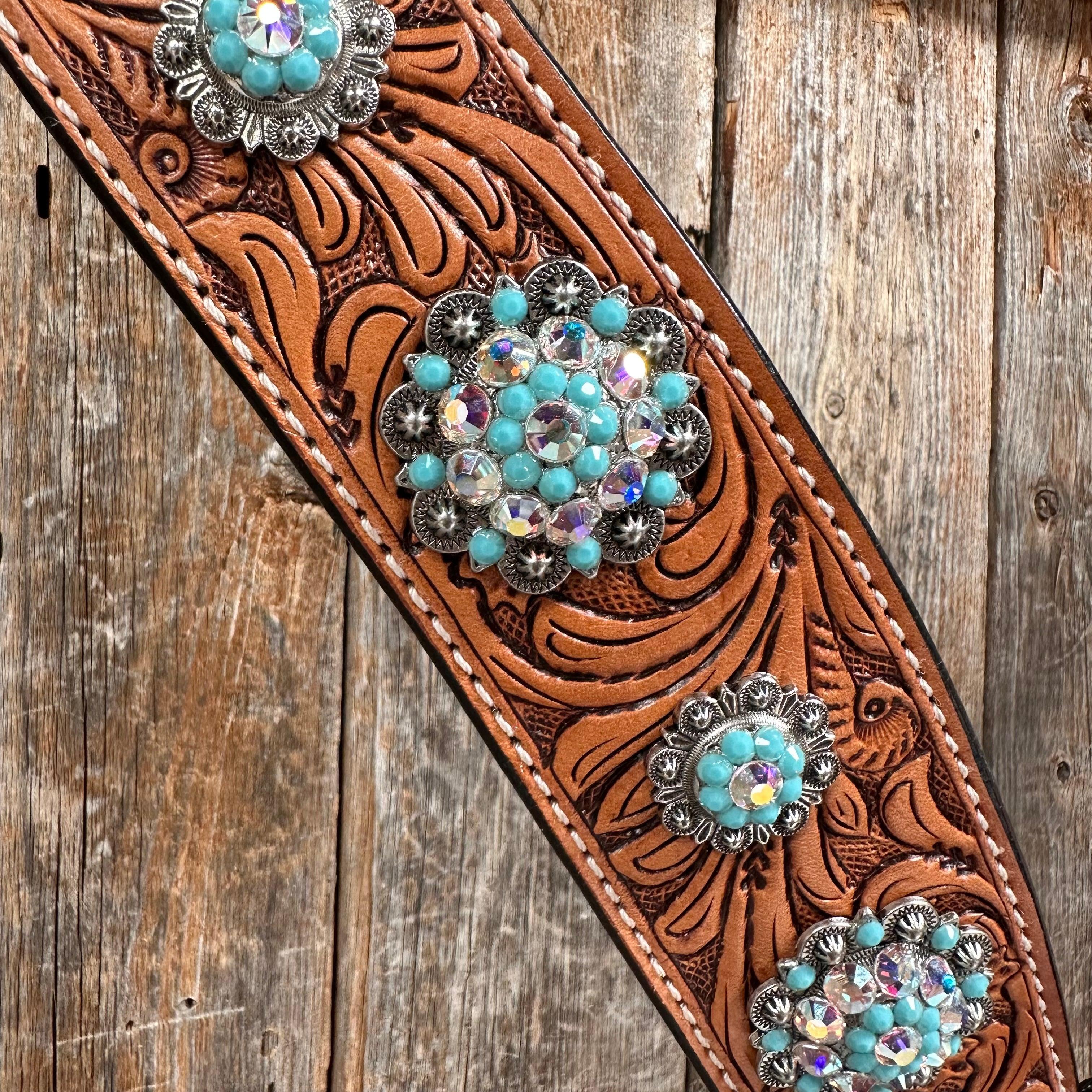 Light Oil Buckaroo Roper Turquoise and AB One Ear & Breastcollar #OEBC559 - RODEO DRIVE