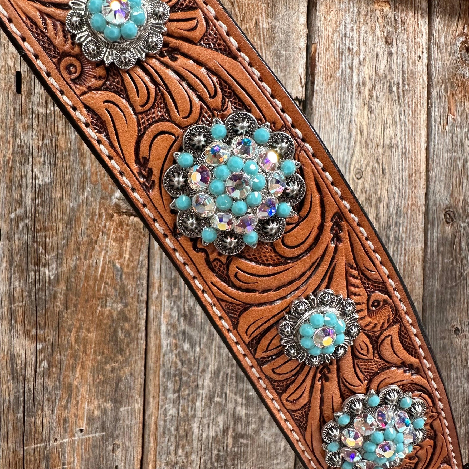 Light Oil Buckaroo Roper Turquoise and AB One Ear & Breastcollar #OEBC559 - RODEO DRIVE