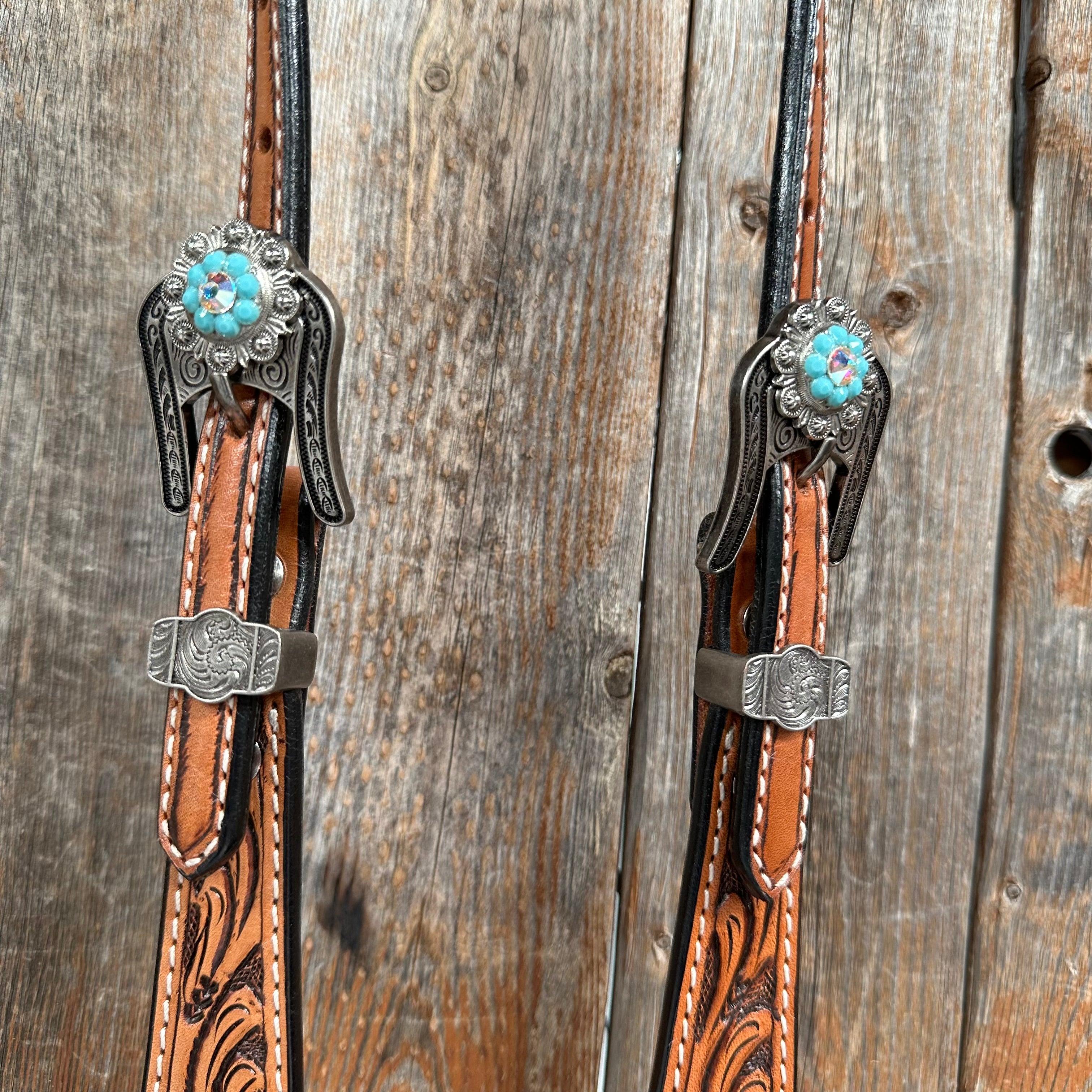 Light Oil Buckaroo Roper Turquoise and AB One Ear & Breastcollar #OEBC559 - RODEO DRIVE