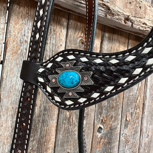 Buckstitch Southwest Turquoise Headstall / Bridle #OE119 - RODEO DRIVE