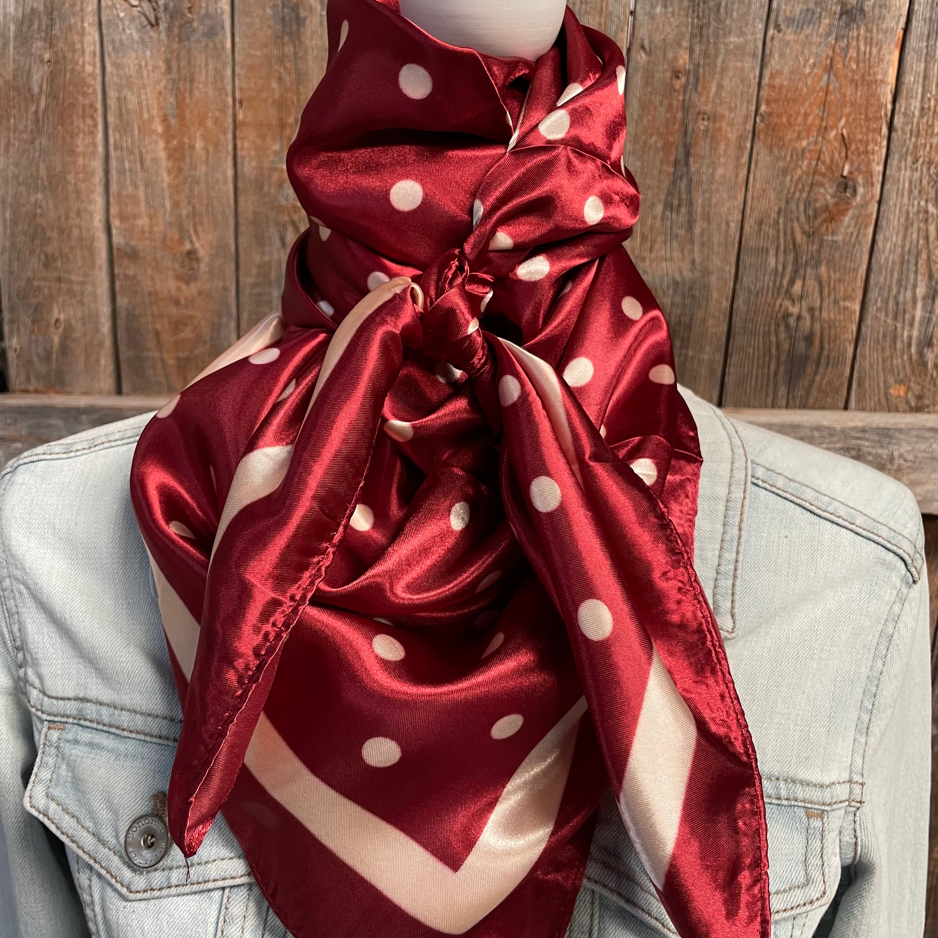 35X35"  Burgundy Polka Dot Wild Rag / Scarf WR3051